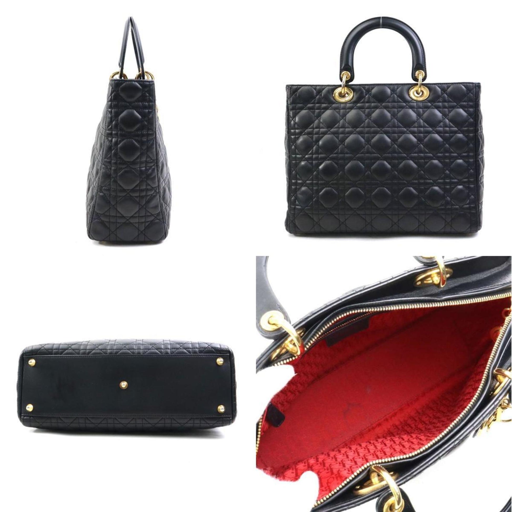 Christian Dior Black Leather Handbag Shoulder Bag  