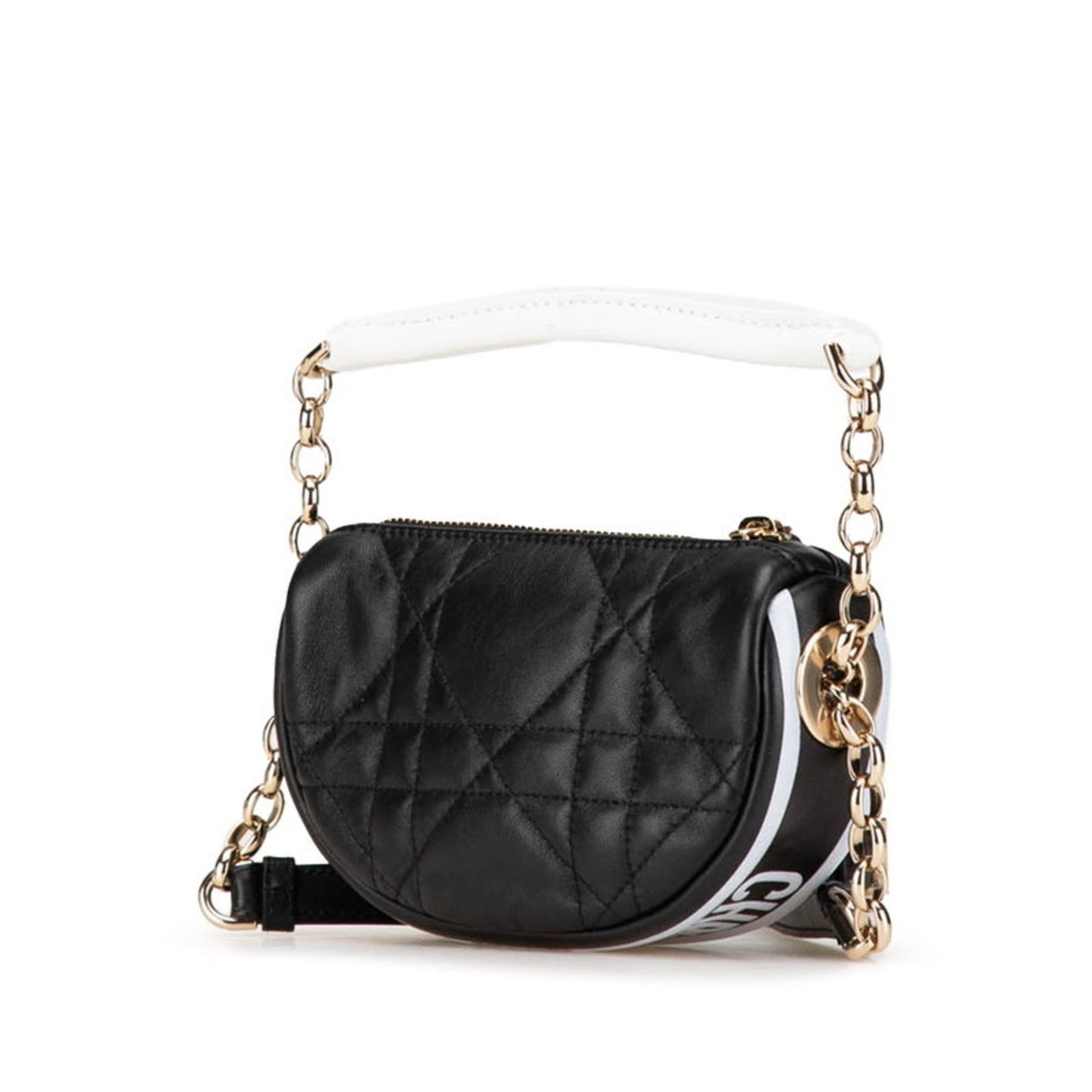 Christian Dior Black White Leather Handbag Shoulder Bag  