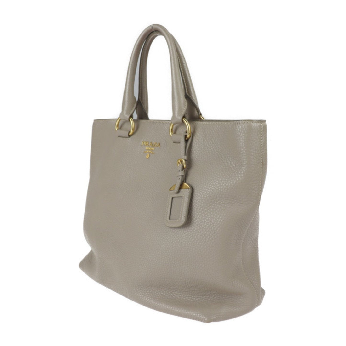 Prada Tote Bag Leather POMICE Graige Series Etoupe Gold Hardware 2WAY Shoulder HandBag