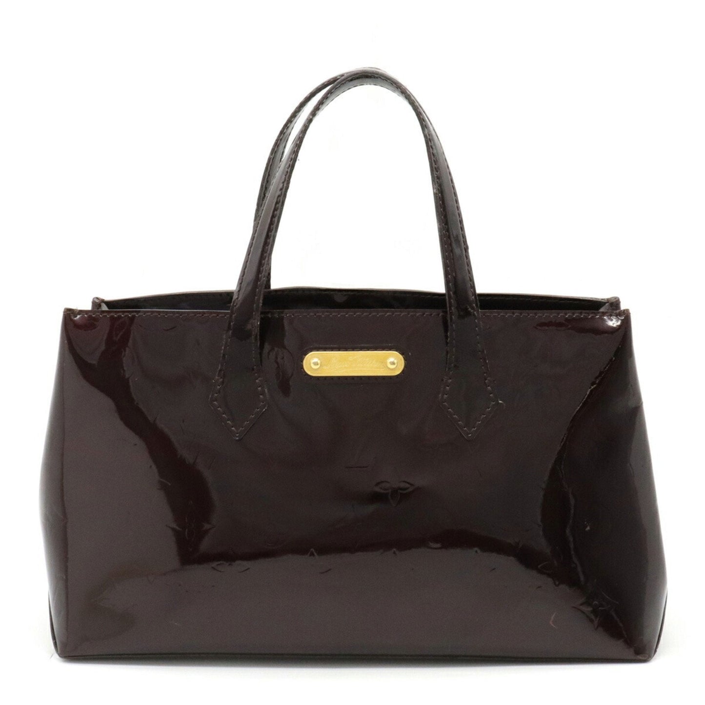LOUIS VUITTON Monogram Vernis Wilshire PM Handbag Tote Bag Enamel Calf Amarant