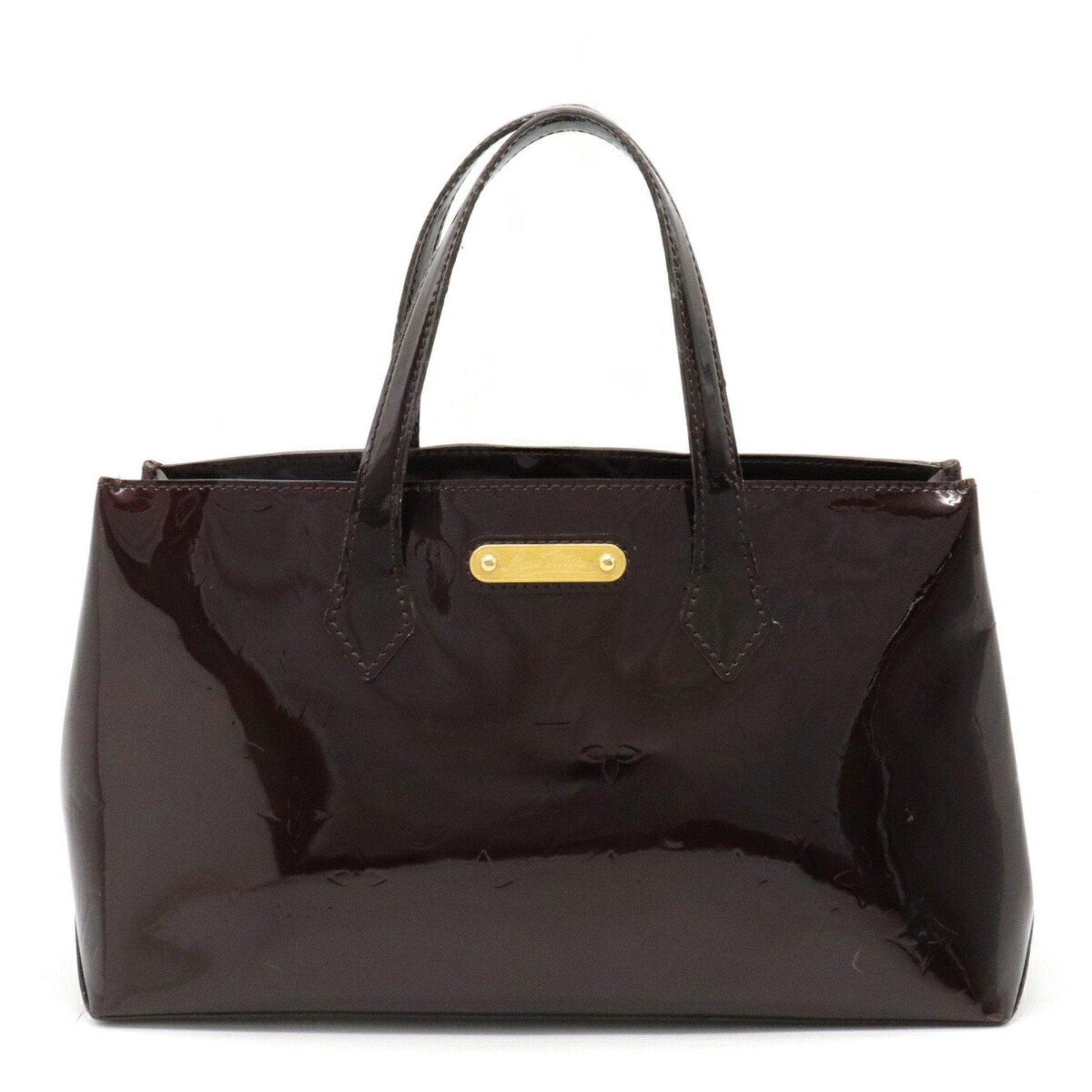 LOUIS VUITTON Monogram Vernis Wilshire PM Handbag Tote Bag Enamel Calf Amarant