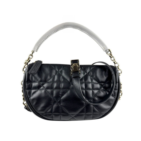 Christian Dior Black White Leather Handbag Shoulder Bag  