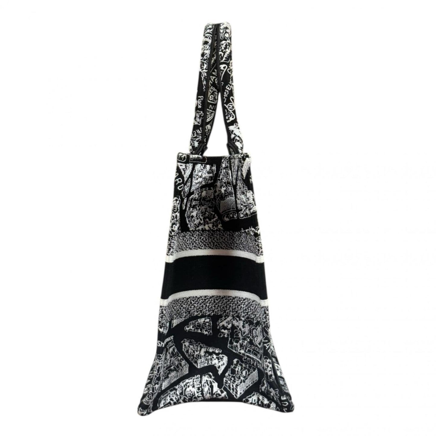 Christian Dior Black White Canvas Tote Bag  
