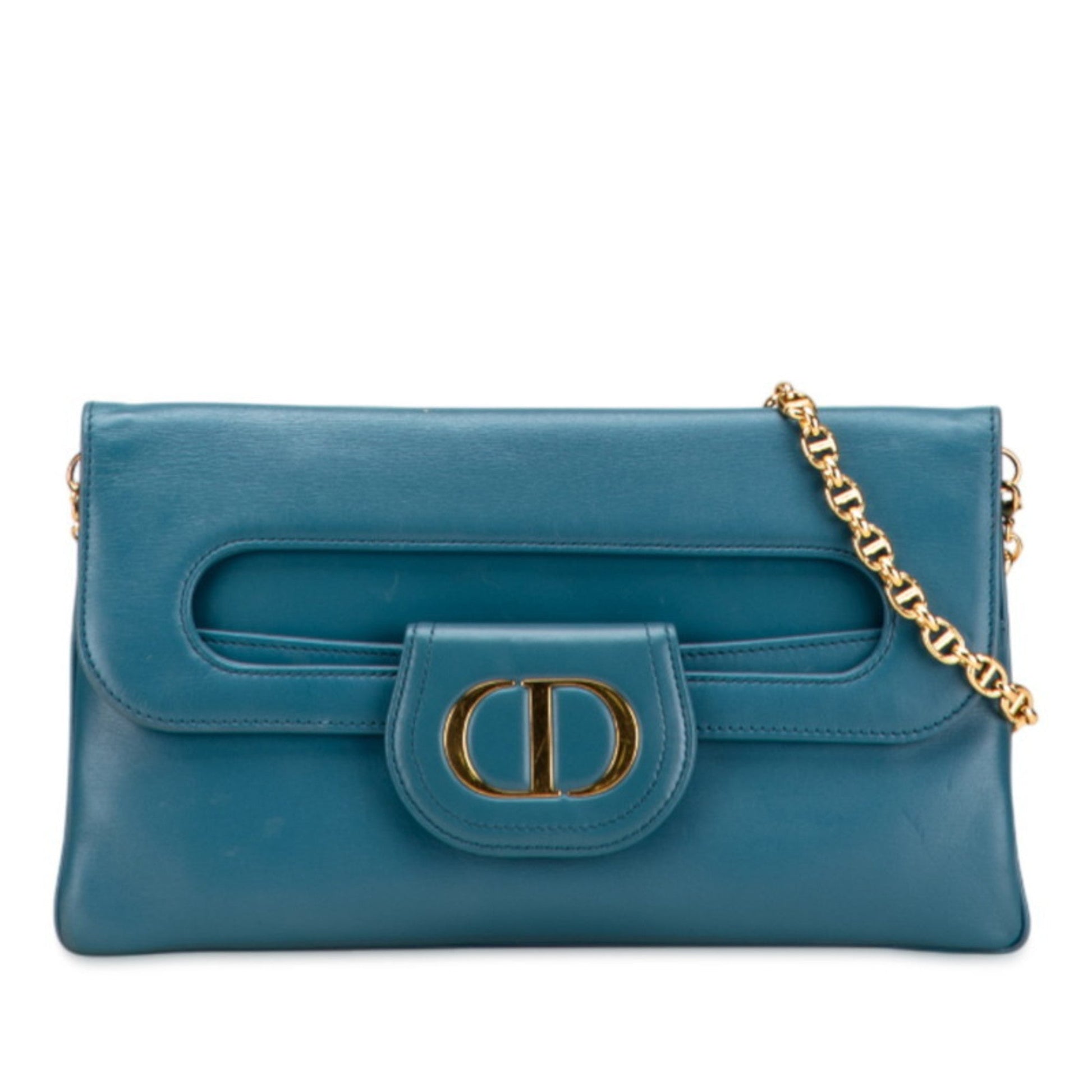 Christian Dior Blue Leather Shoulder Bag  