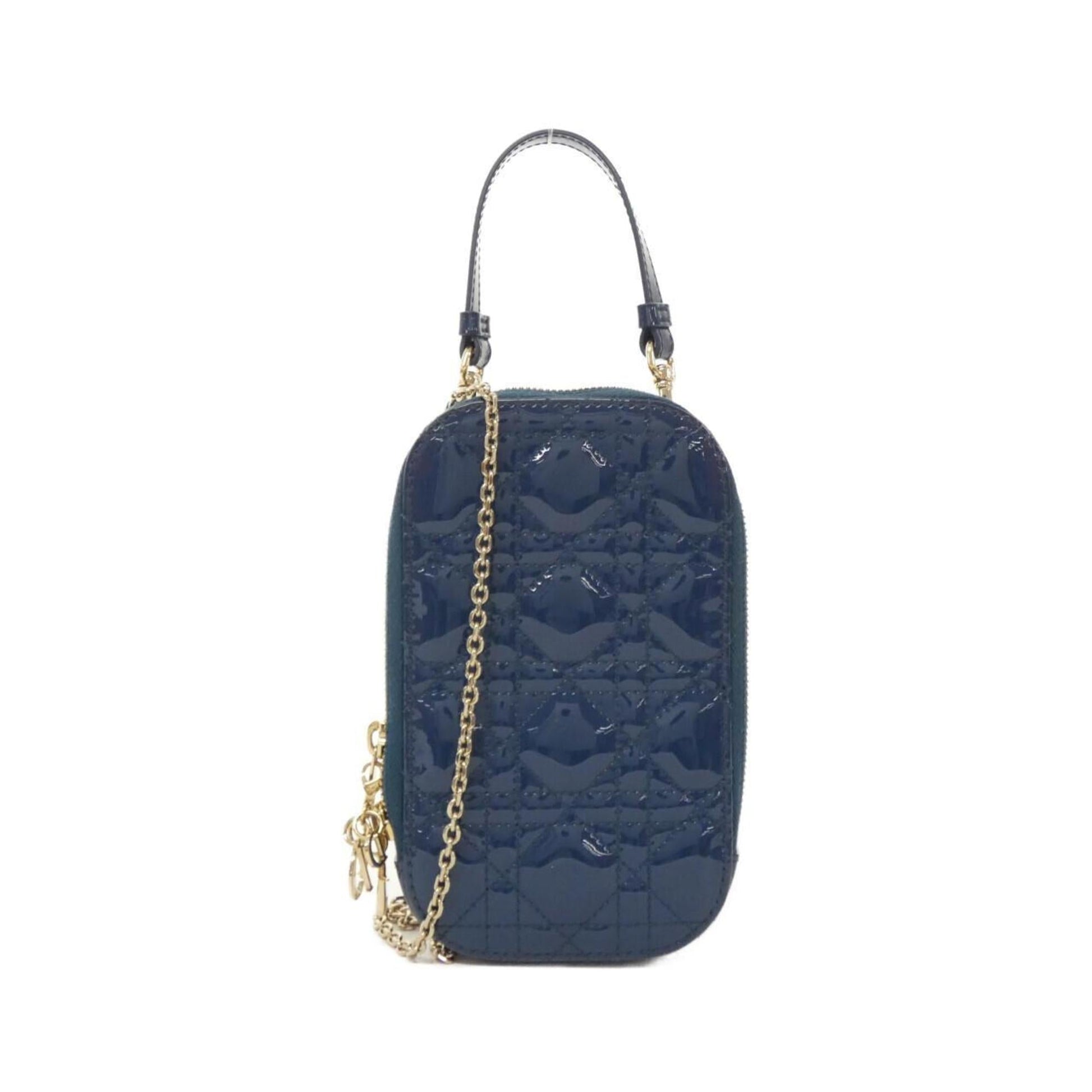 Christian Dior Blue Leather Handbag Pouch Shoulder Bag  