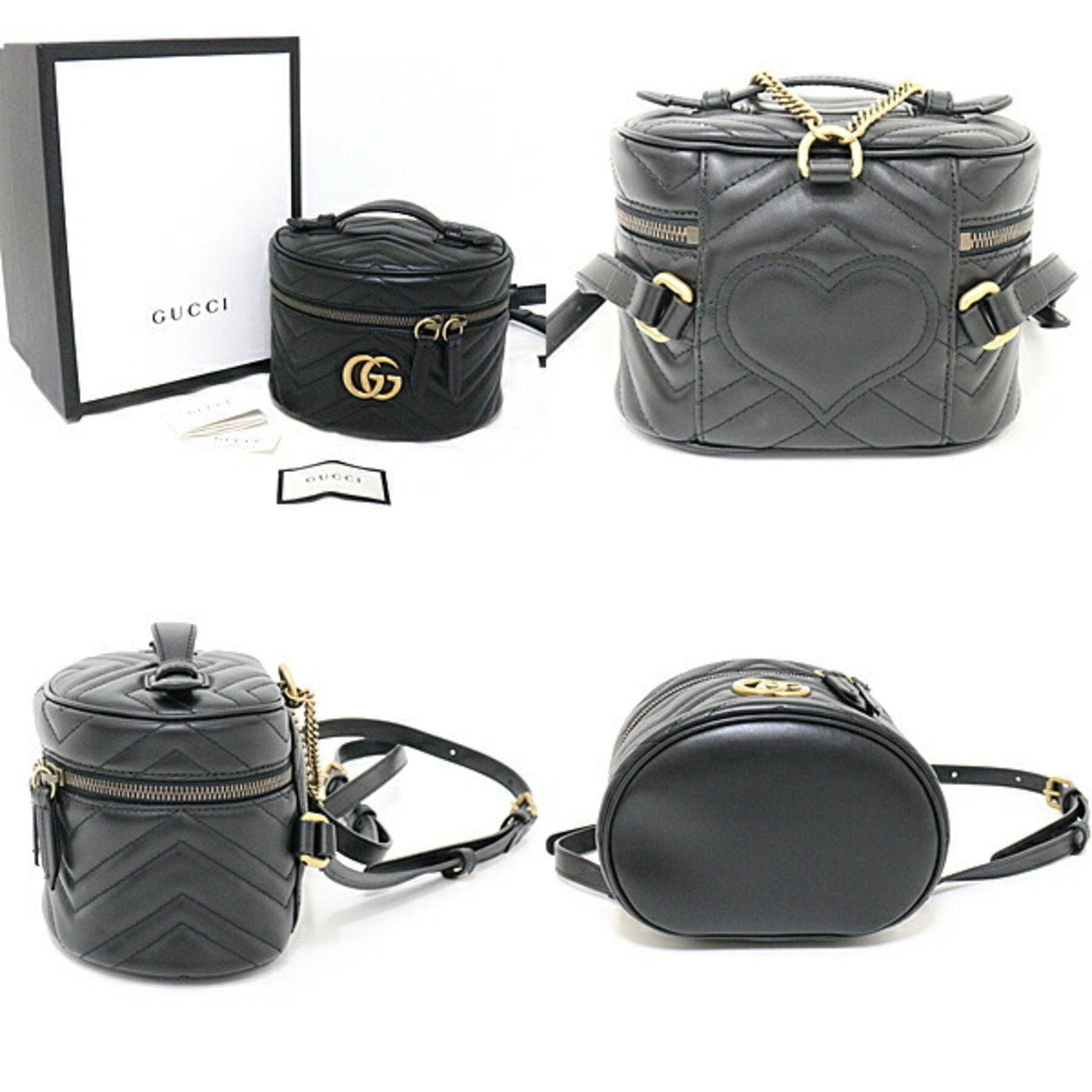Gucci GG Marmont Black Leather Quilted Backpack