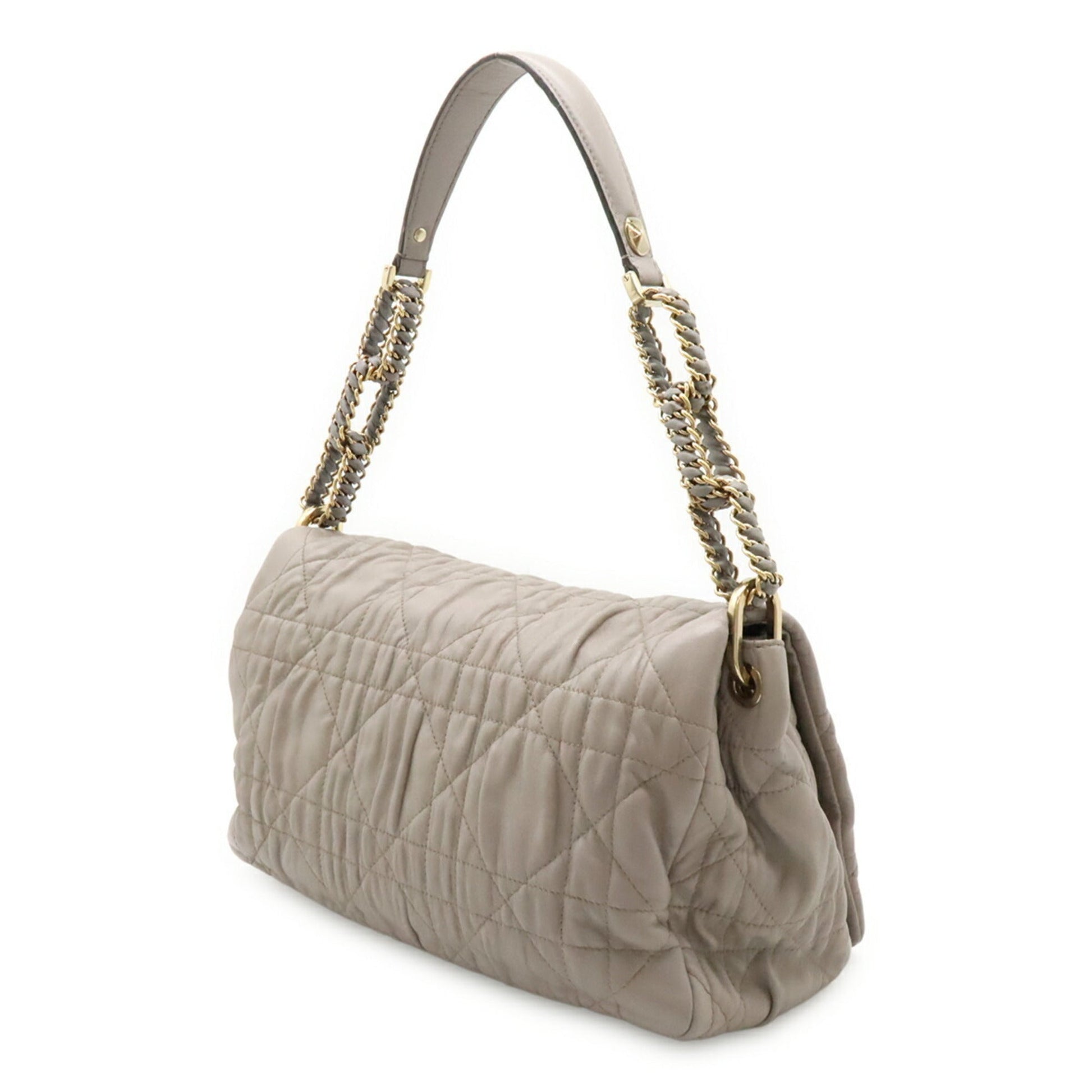 Christian Dior Gray Leather Shoulder Bag  