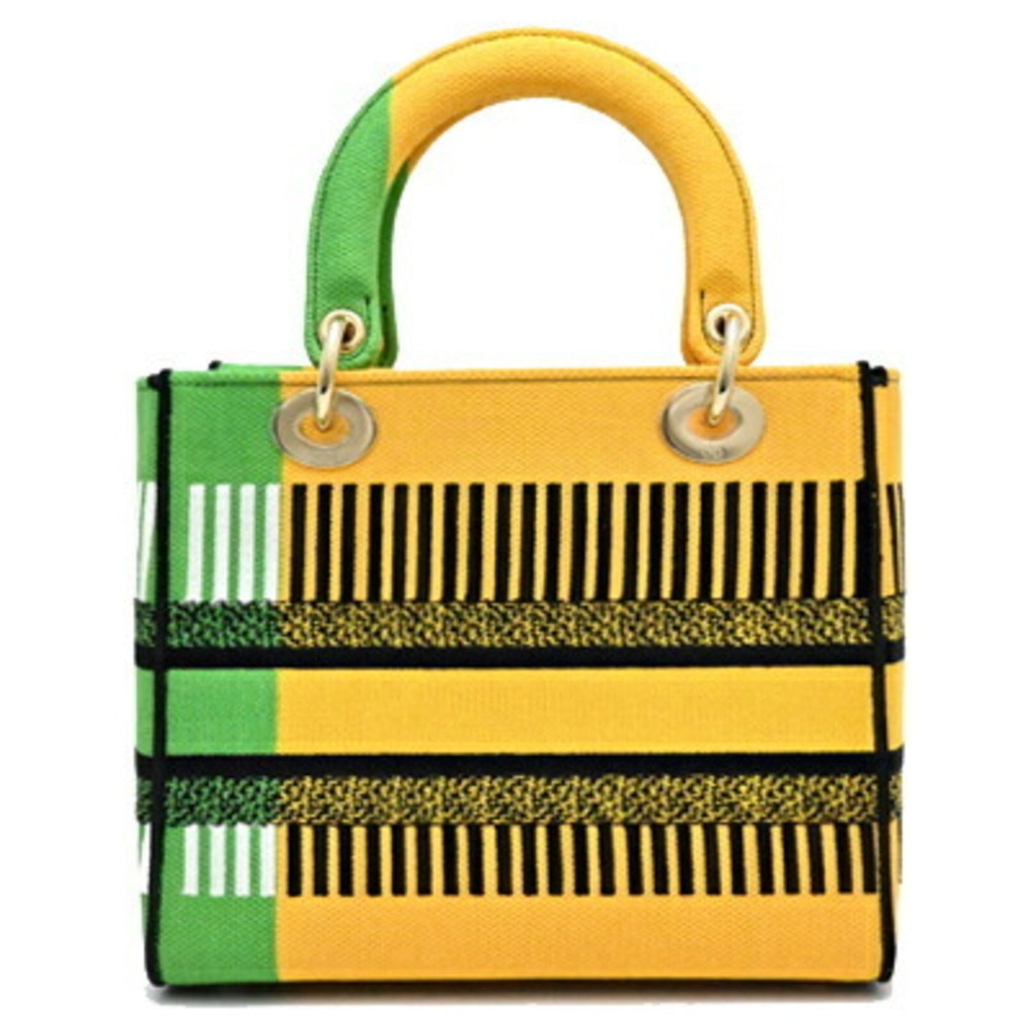 Christian Dior Multi-Color Yellow Canvas Handbag  