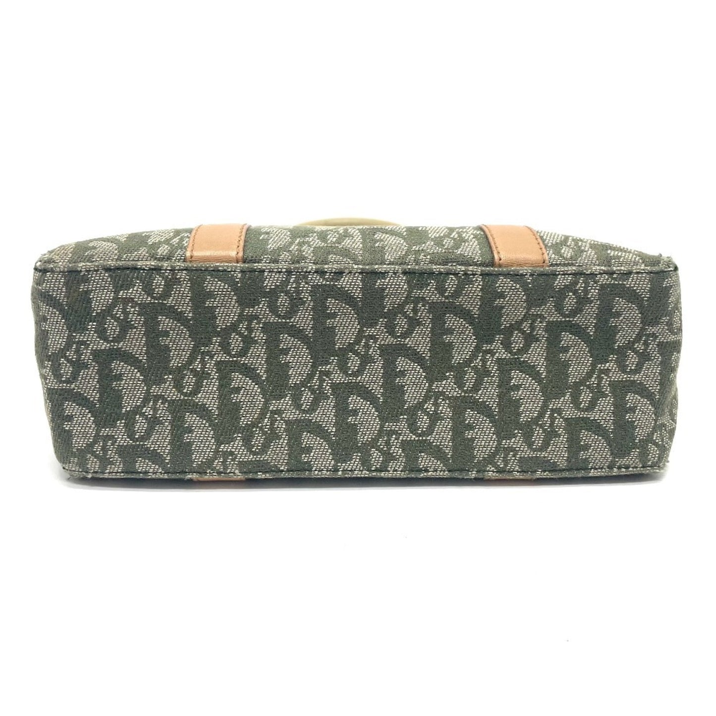 Christian Dior Green Canvas Leather Handbag Tote Bag  