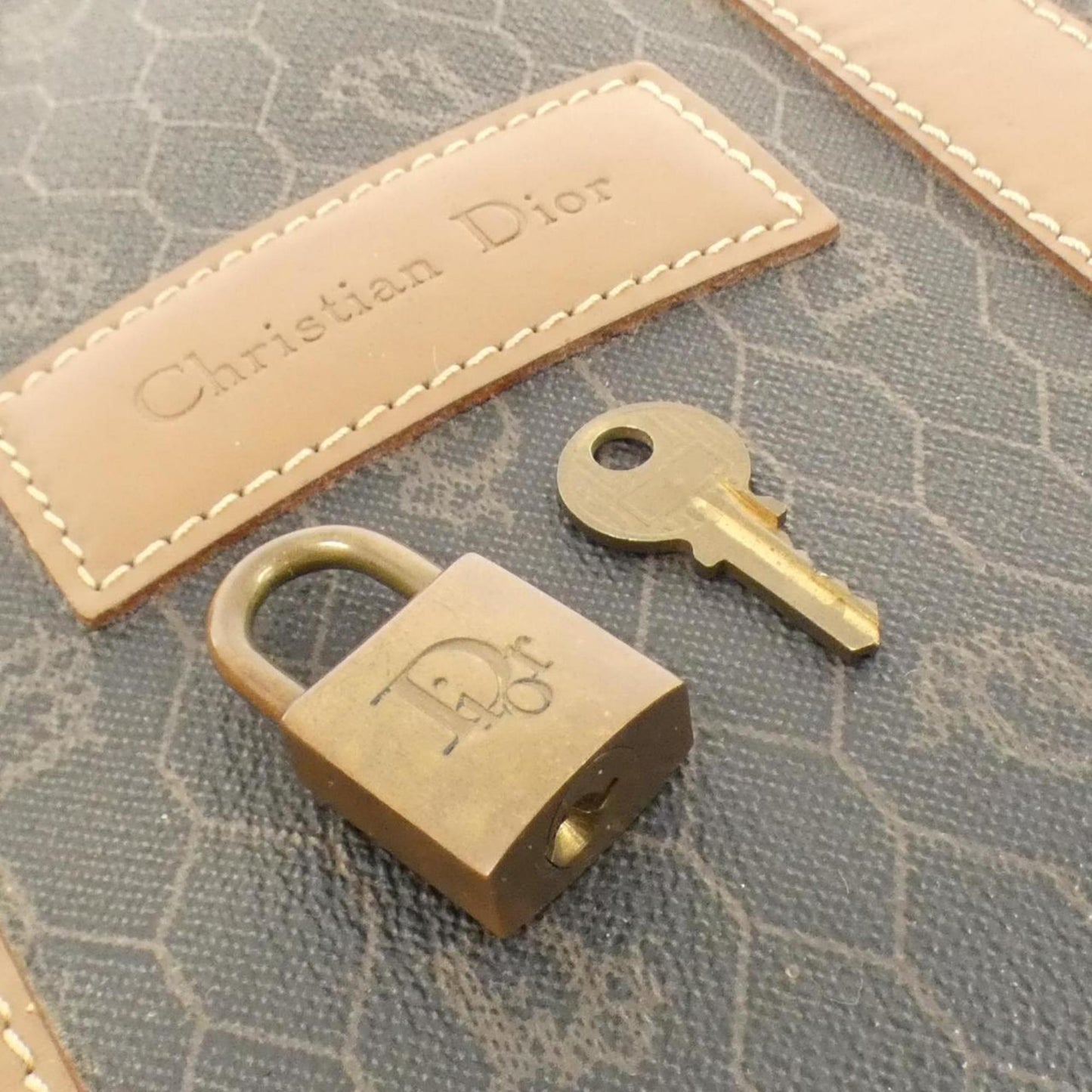 Christian Dior Brown Coated Canvas Boston Bag  