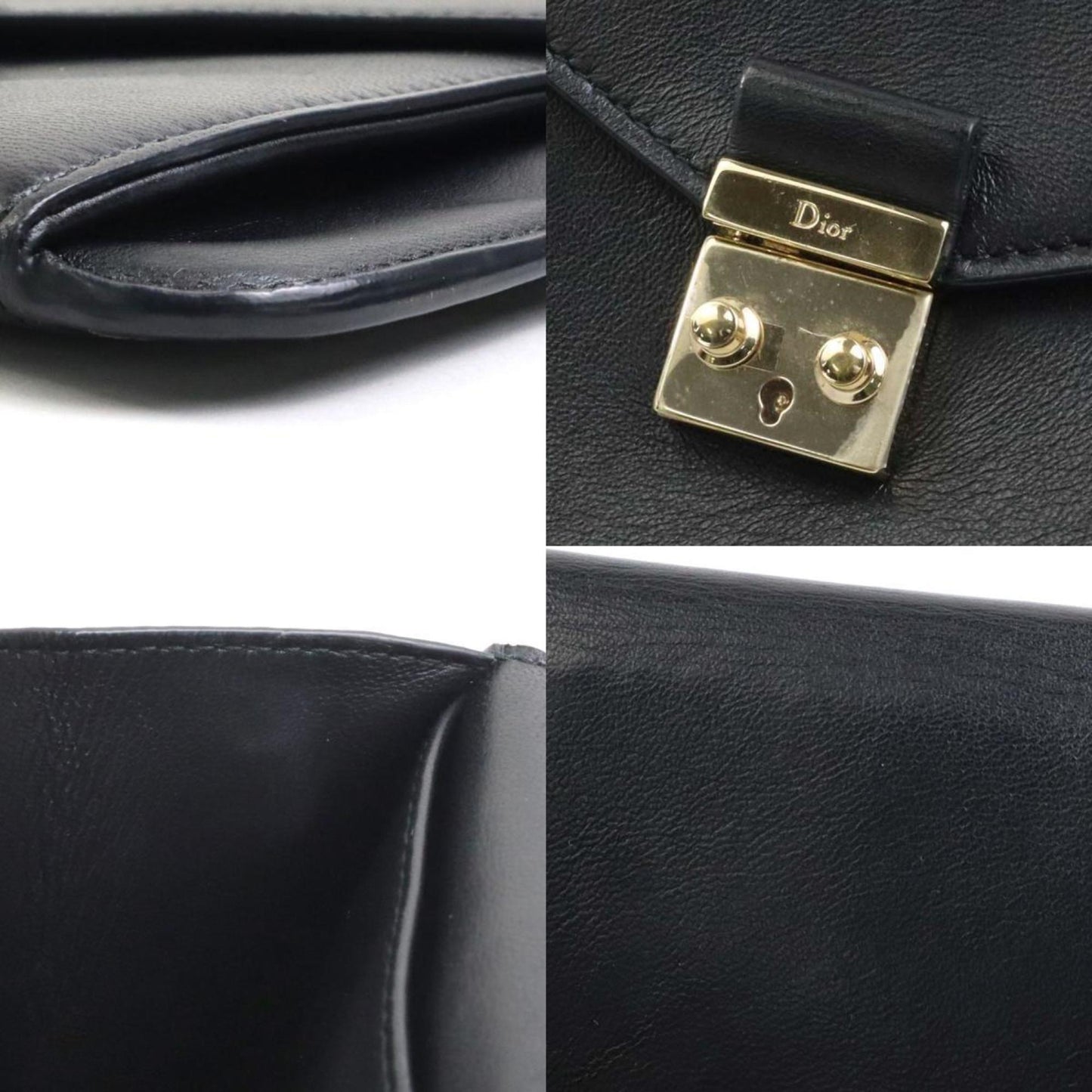 Christian Dior Black Leather Clutch Bag  