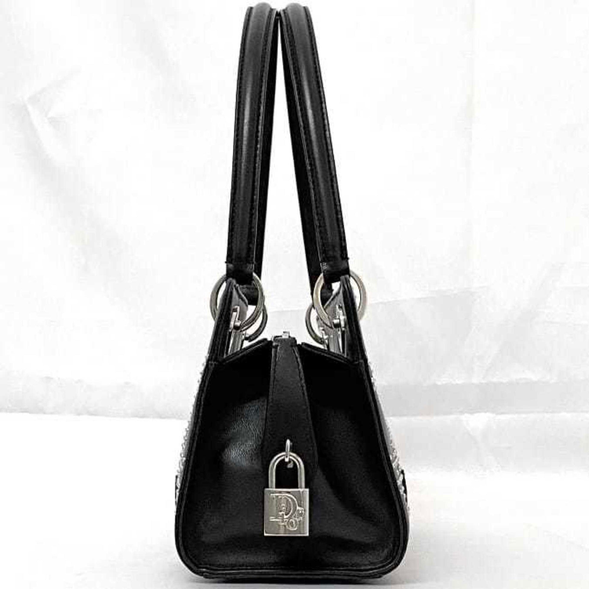 Christian Dior Black Leather Handbag Shoulder Bag  
