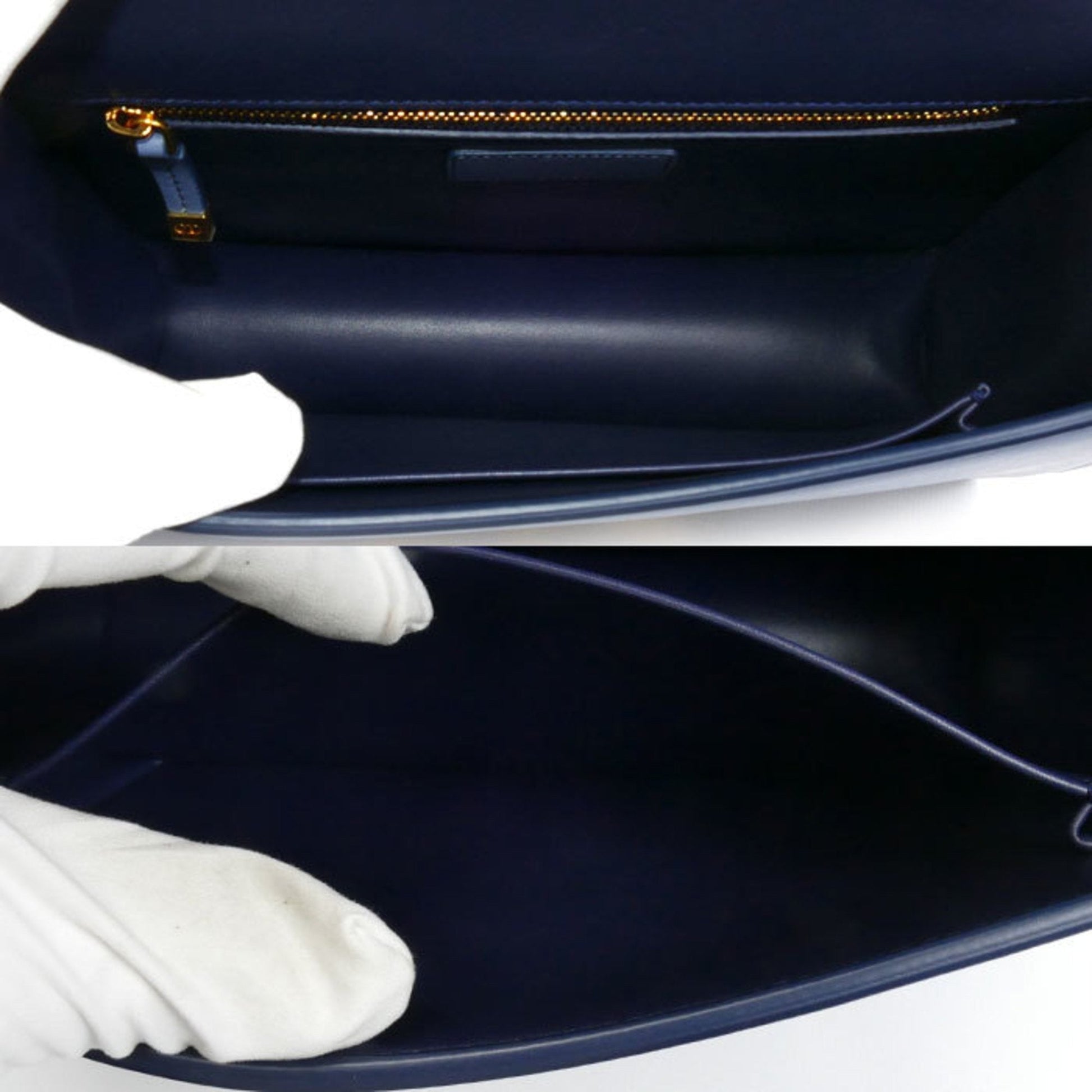 Christian Dior Blue Leather Shoulder Bag  