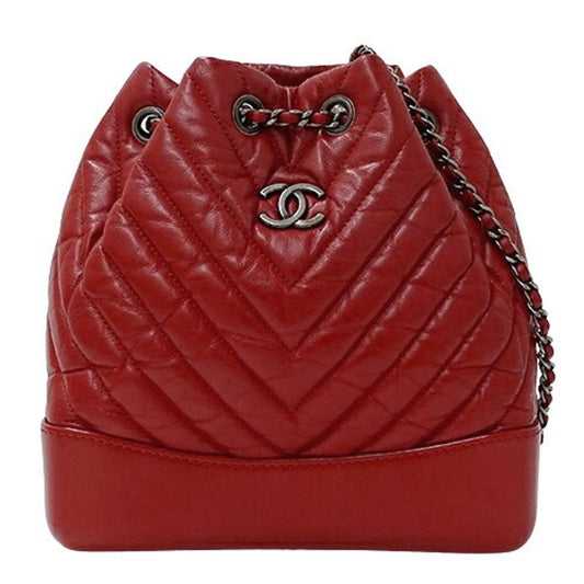 CHANEL Bag Gabrielle de Chanel Small Backpack Women s Leather Red Chain Compact