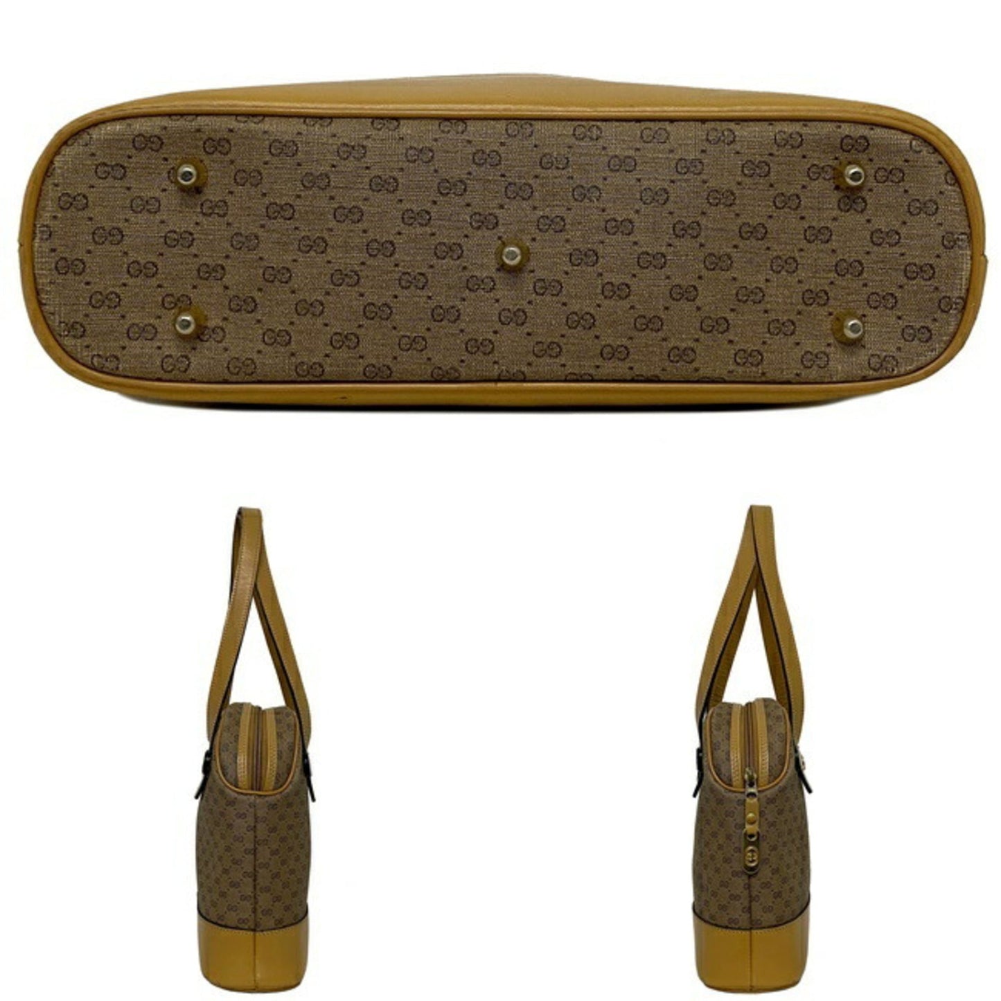 Gucci Boston Beige Leather PVC Boston Bag