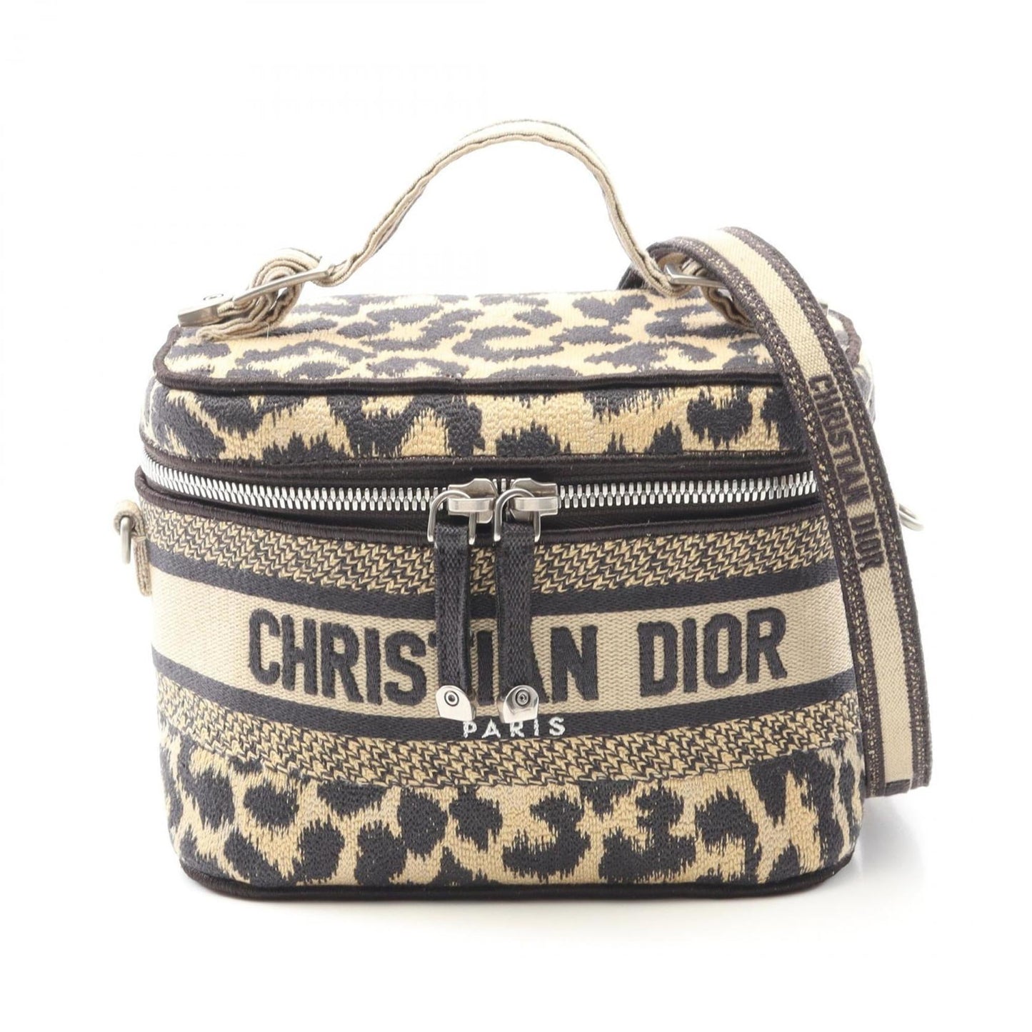 Christian Dior Beige Black Canvas Handbag  