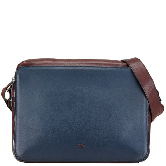 Christian Dior Navy Wine Leather Shoulder Bag  