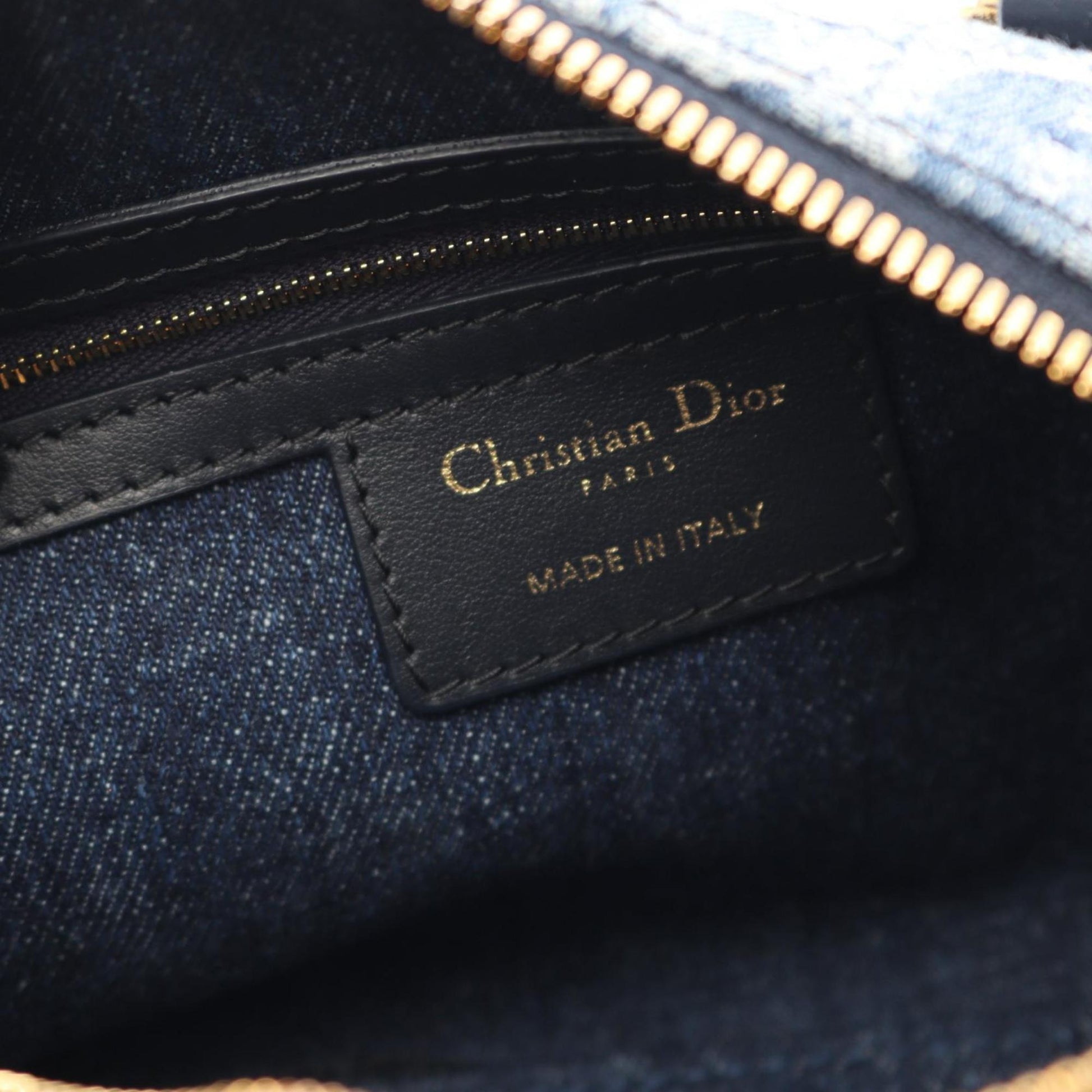 Christian Dior Navy Denim Leather Handbag  