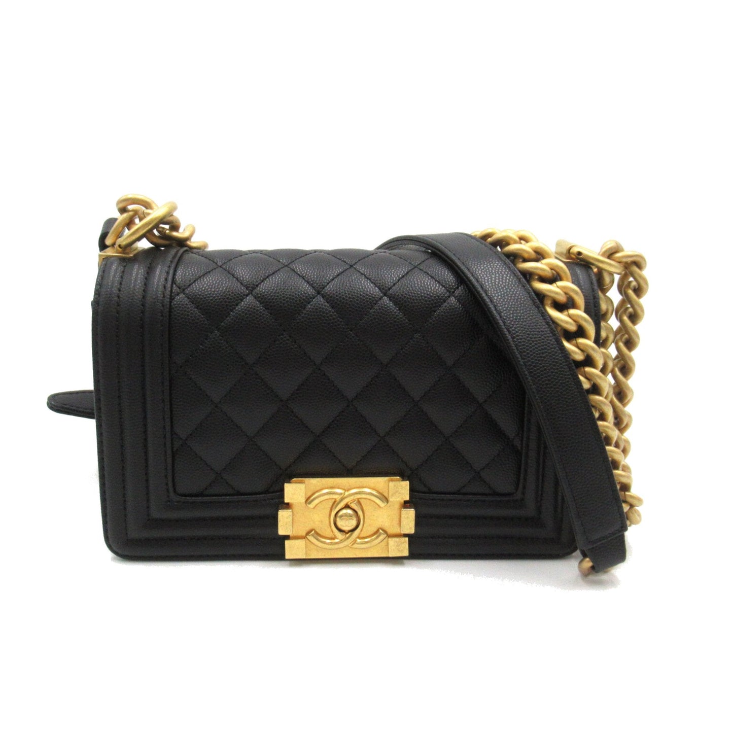 CHANEL Boy Chanel ChainShoulder Black Caviar Skin Grained Calf A67085