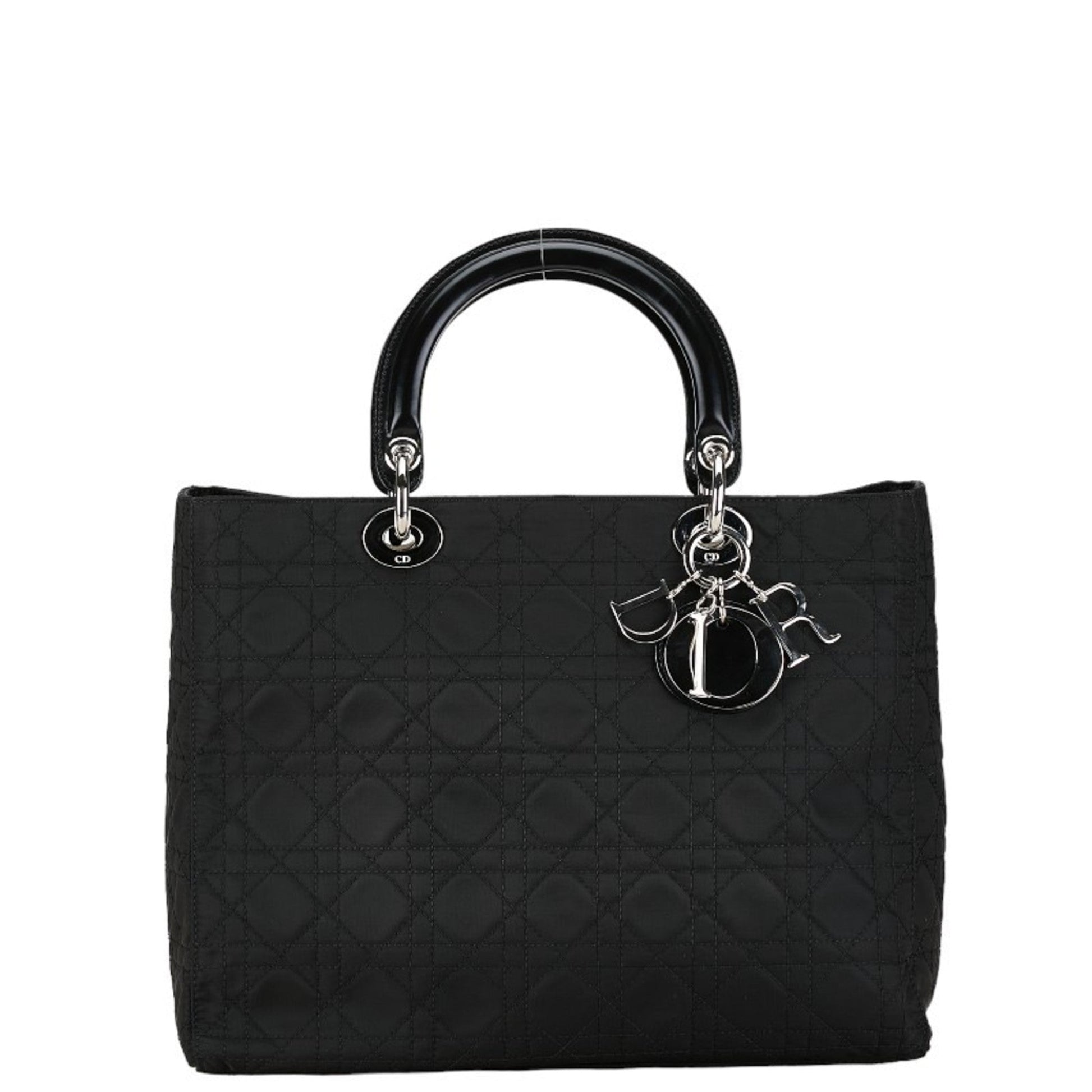 Christian Dior Black Cotton Leather Handbag Pochette Pouch Shoulder Bag  