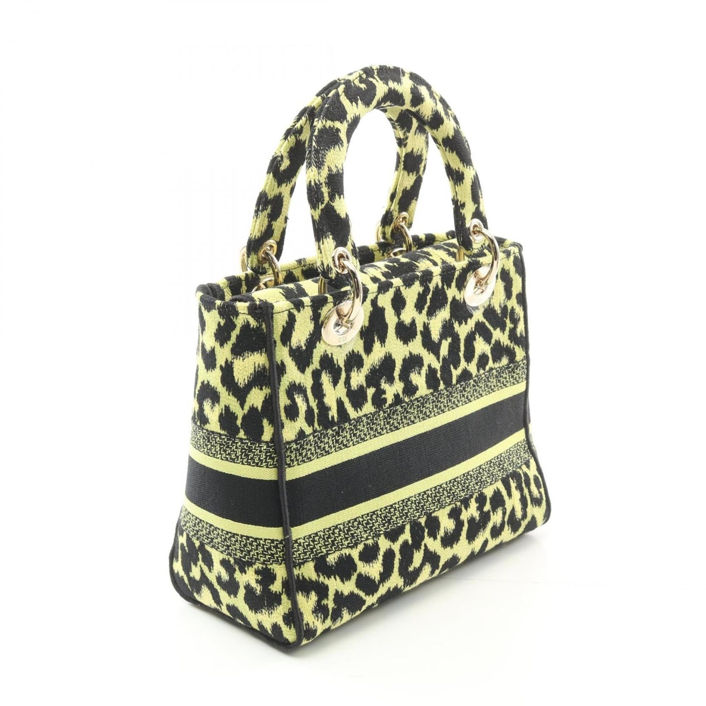 Christian Dior Black Green Canvas Handbag  