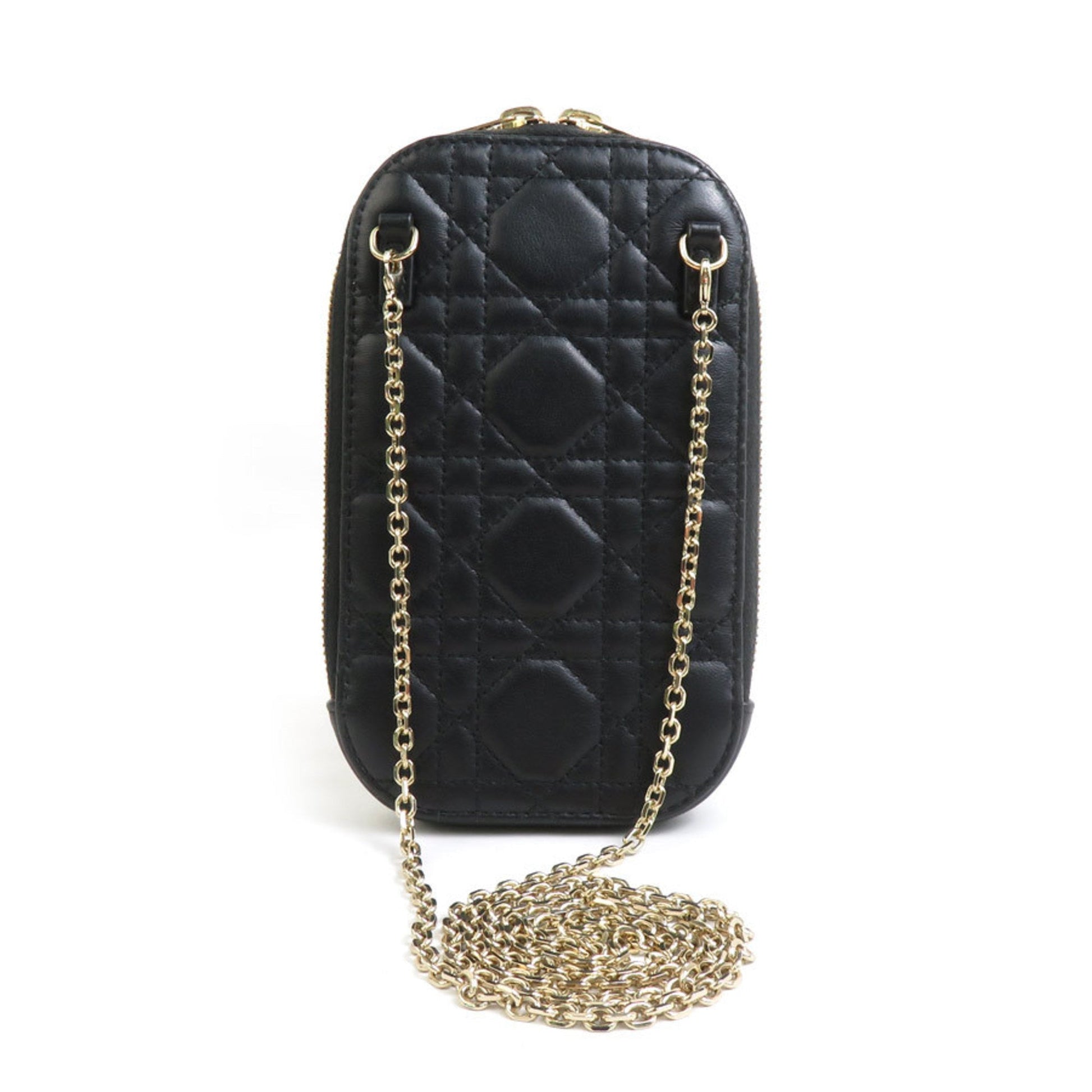 Christian Dior Black Gold Leather Metal Shoulder Bag  