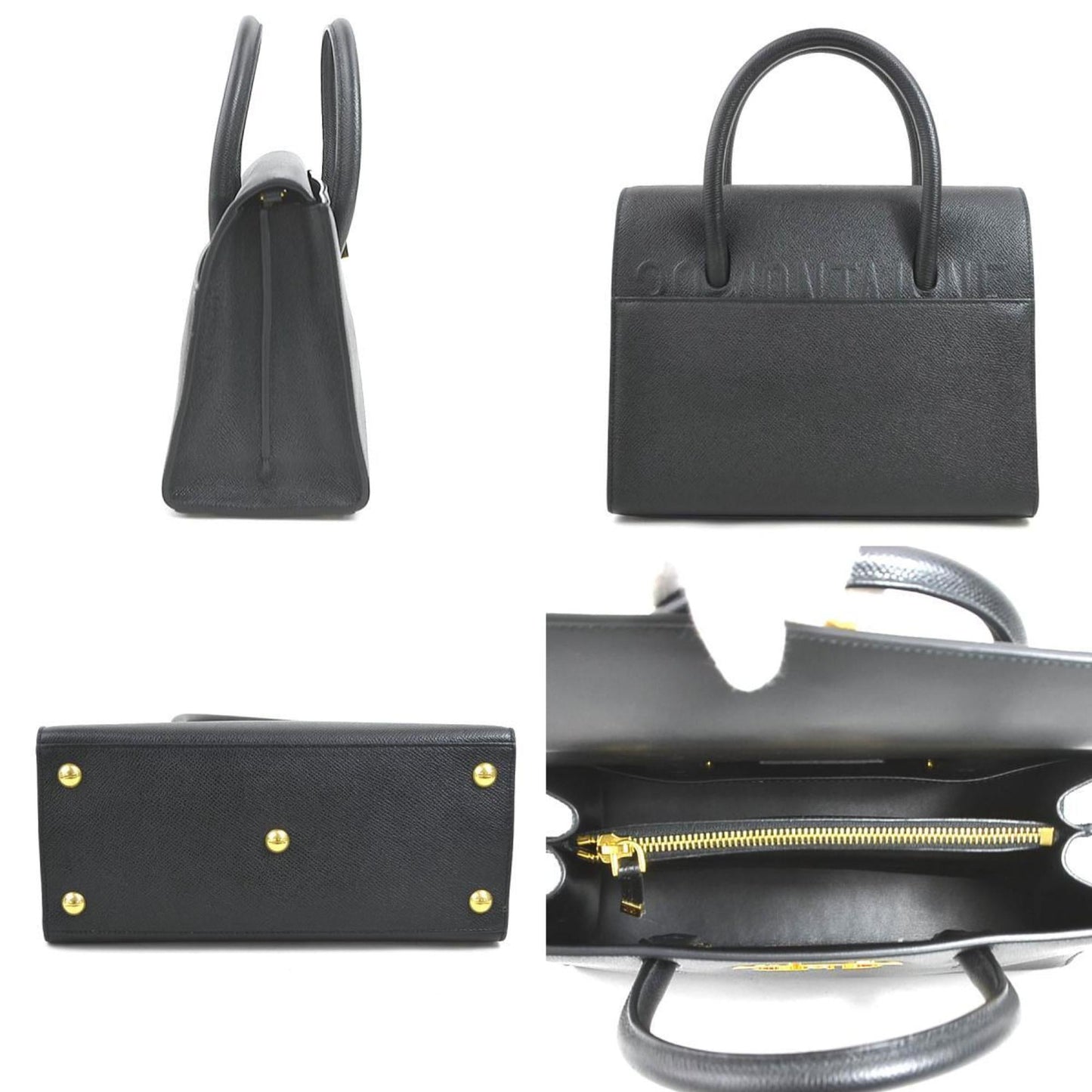 Christian Dior Black Leather Handbag Shoulder Bag  