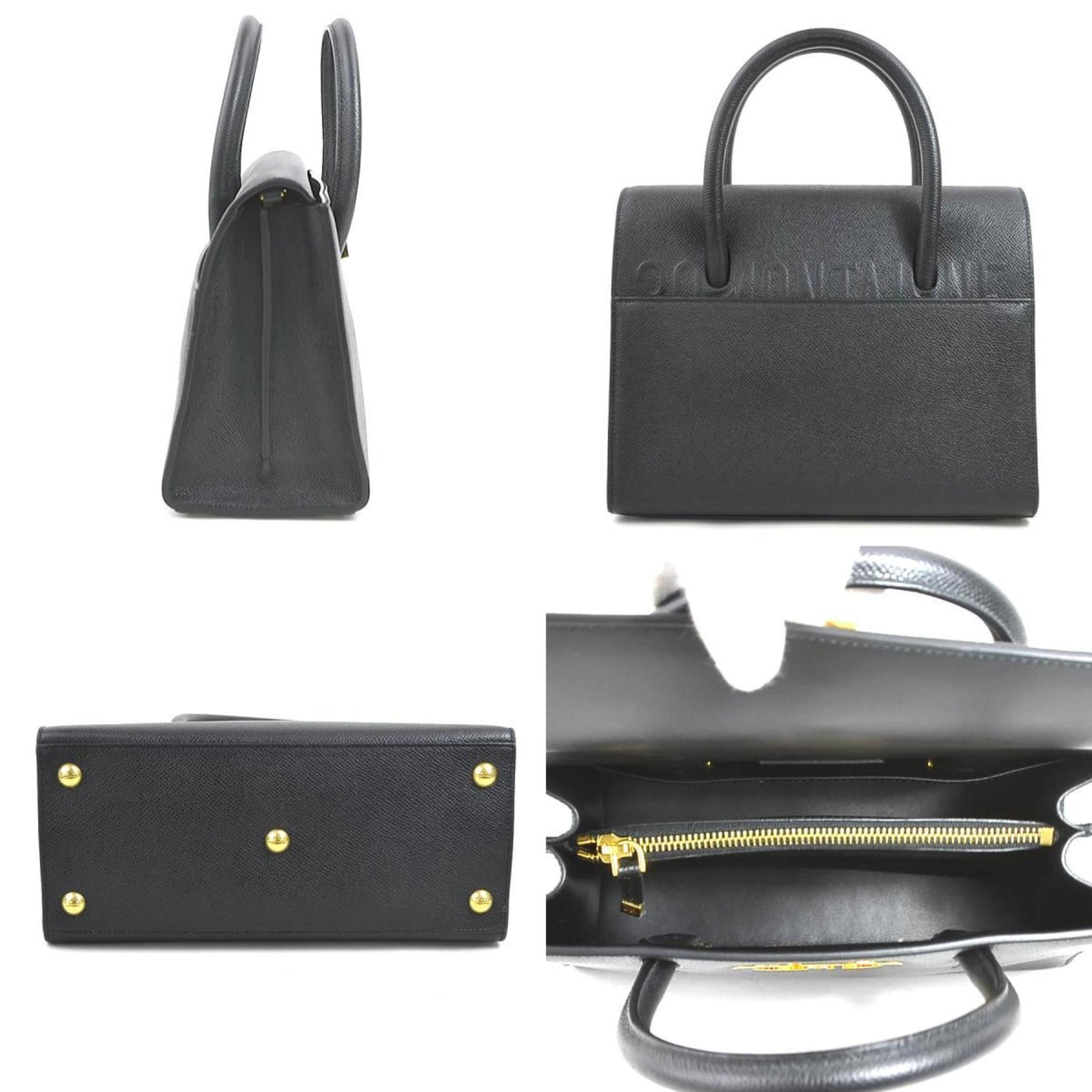 Christian Dior Black Leather Handbag Shoulder Bag  