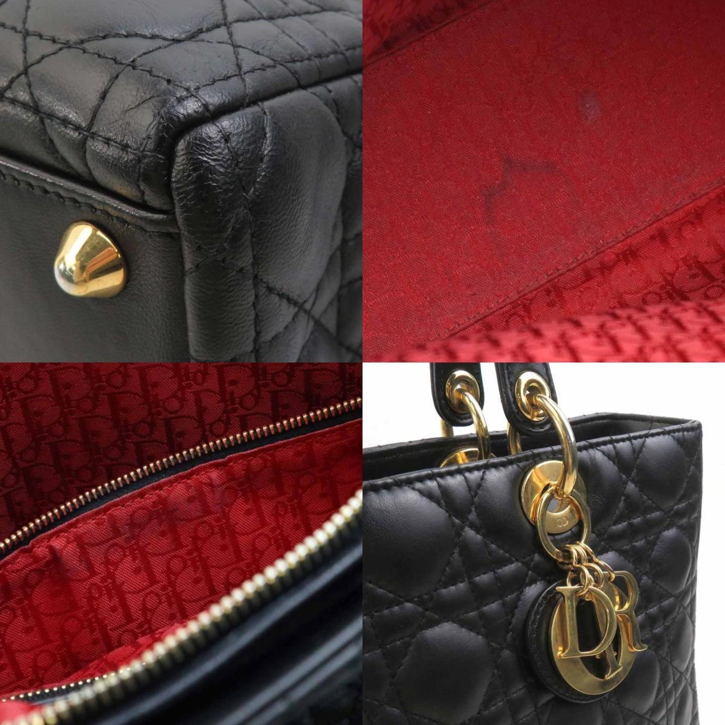 Christian Dior Black Leather Handbag Shoulder Bag  
