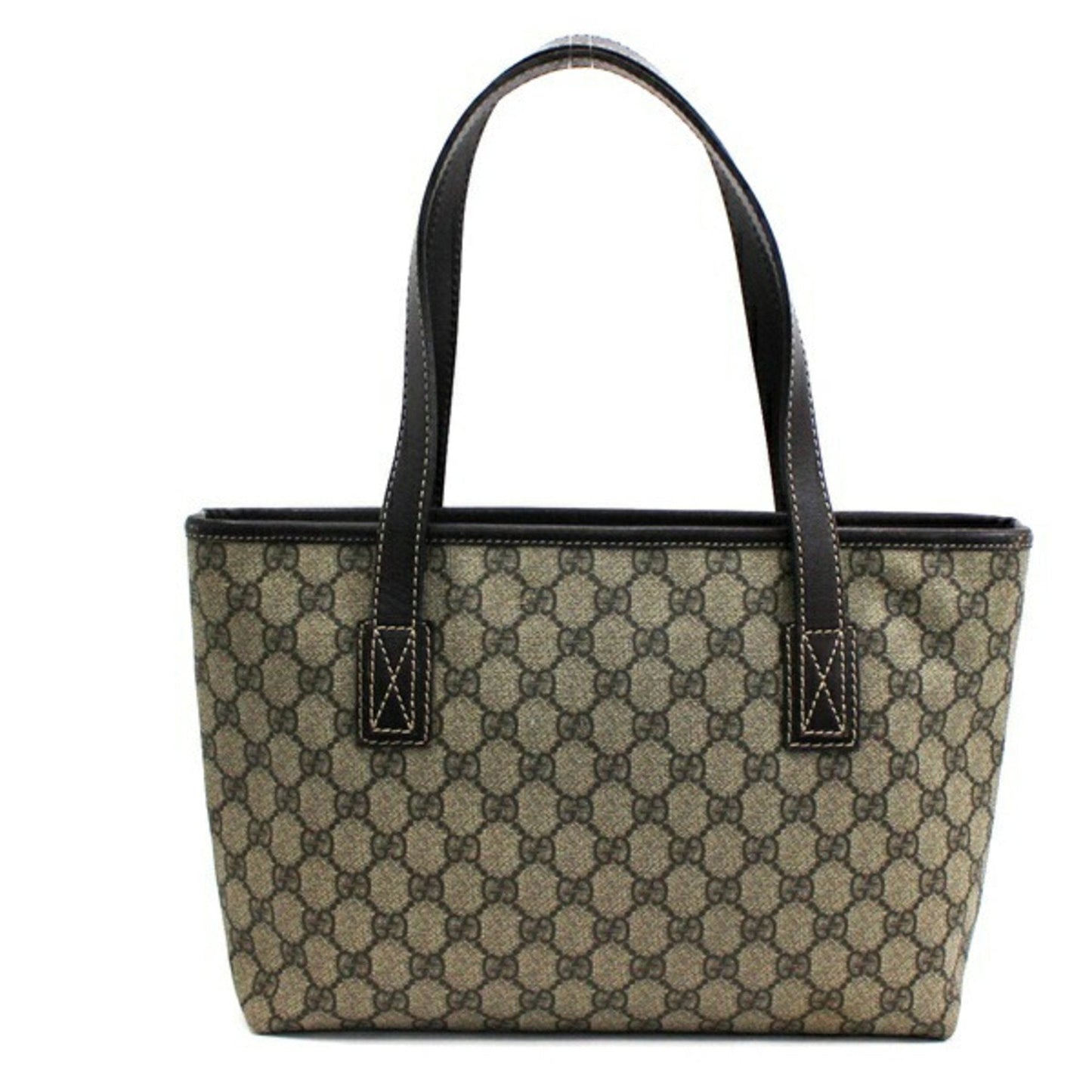 Gucci GG Supreme Brown Leather PVC Tote Style 1