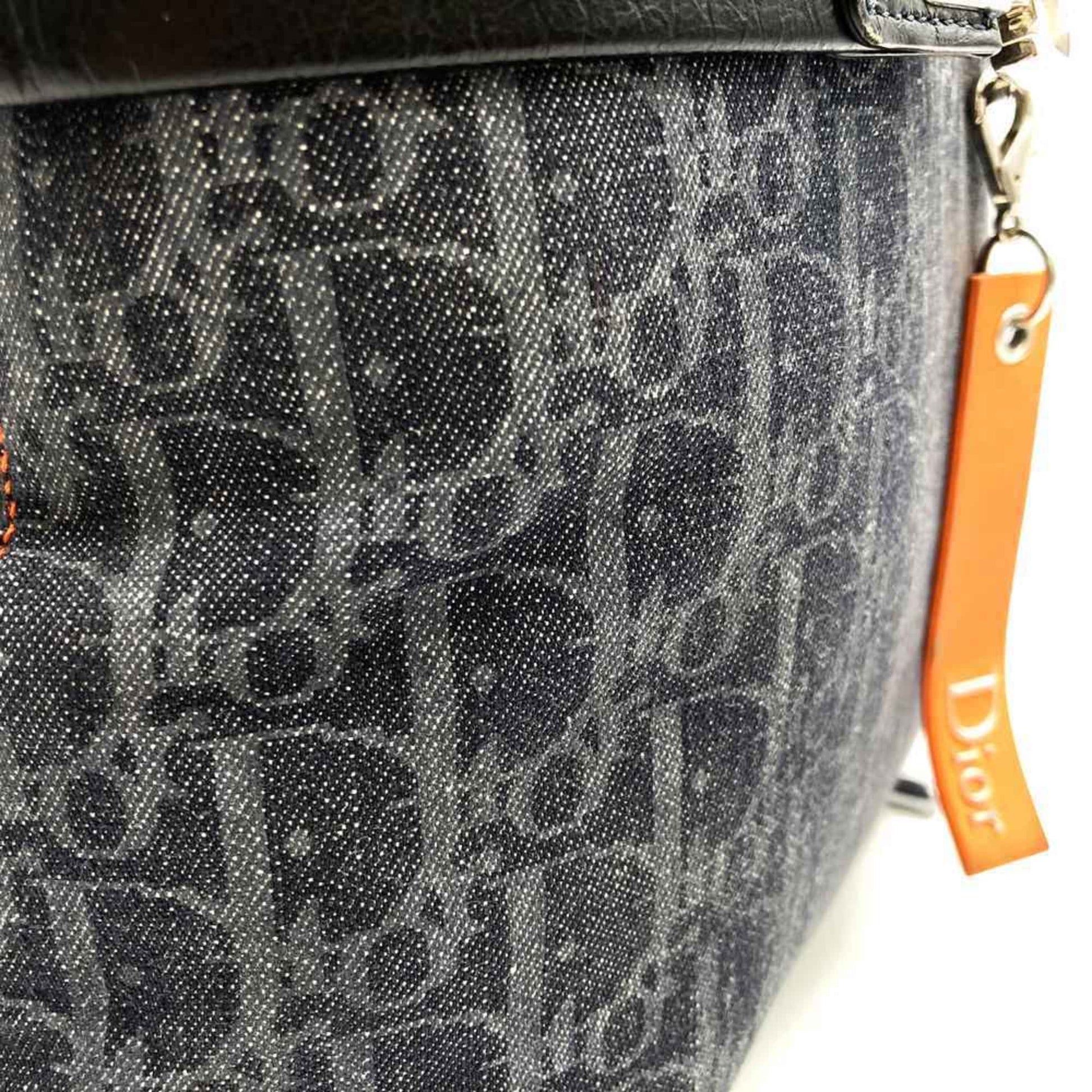 Christian Dior Navy Denim Leather Tote Bag  
