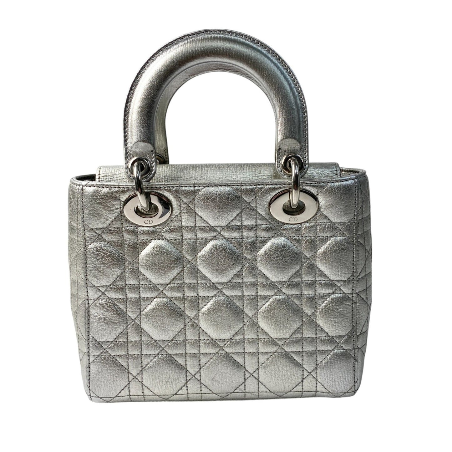 Christian Dior Silver Leather Handbag Shoulder Bag  