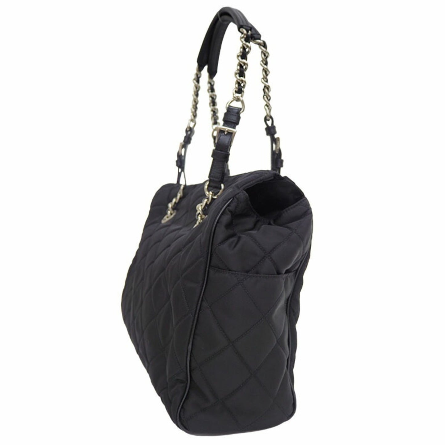Prada Quilted Chain Shoulder Bag Black Tote