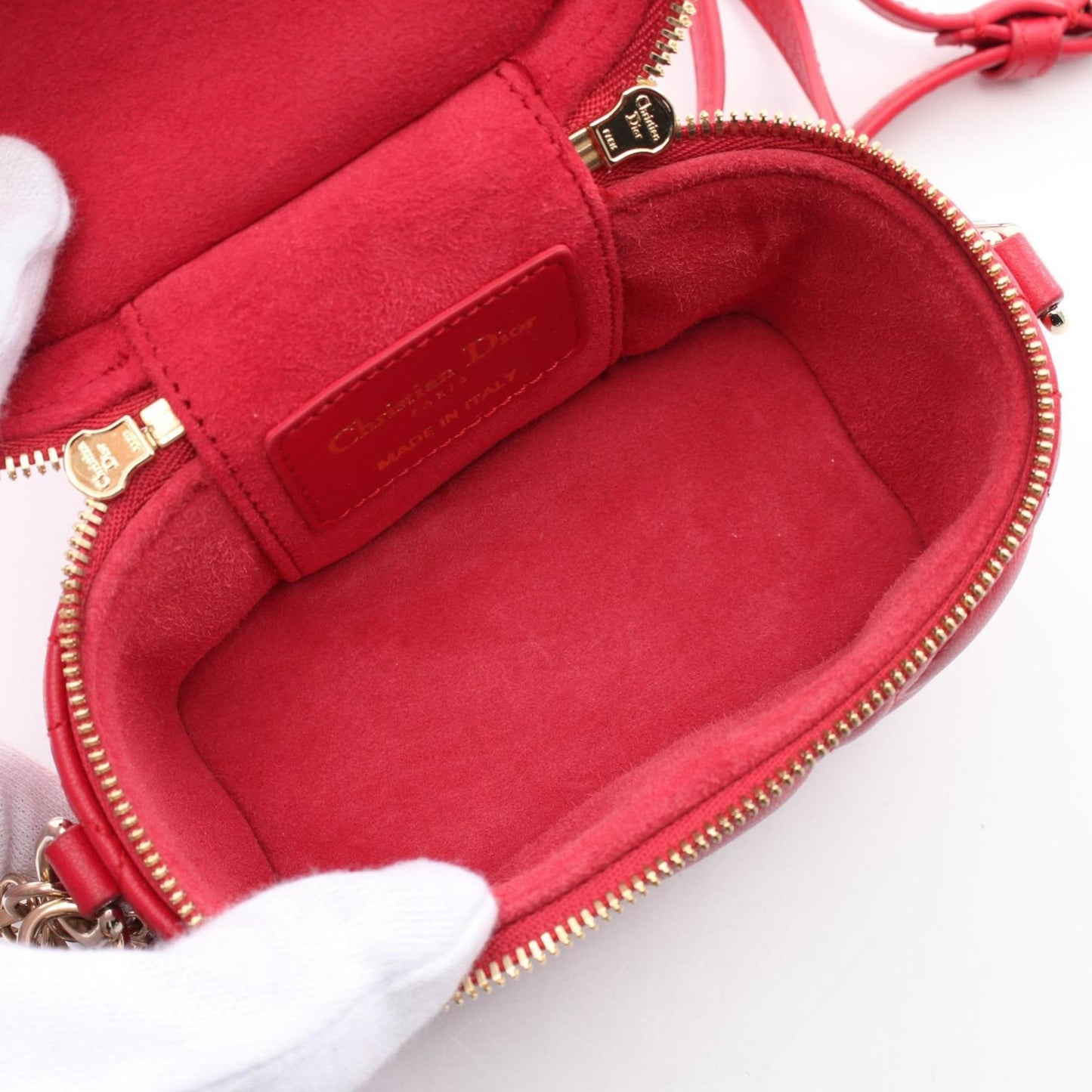 Christian Dior Lady Dior Red Color Leather Handbag  