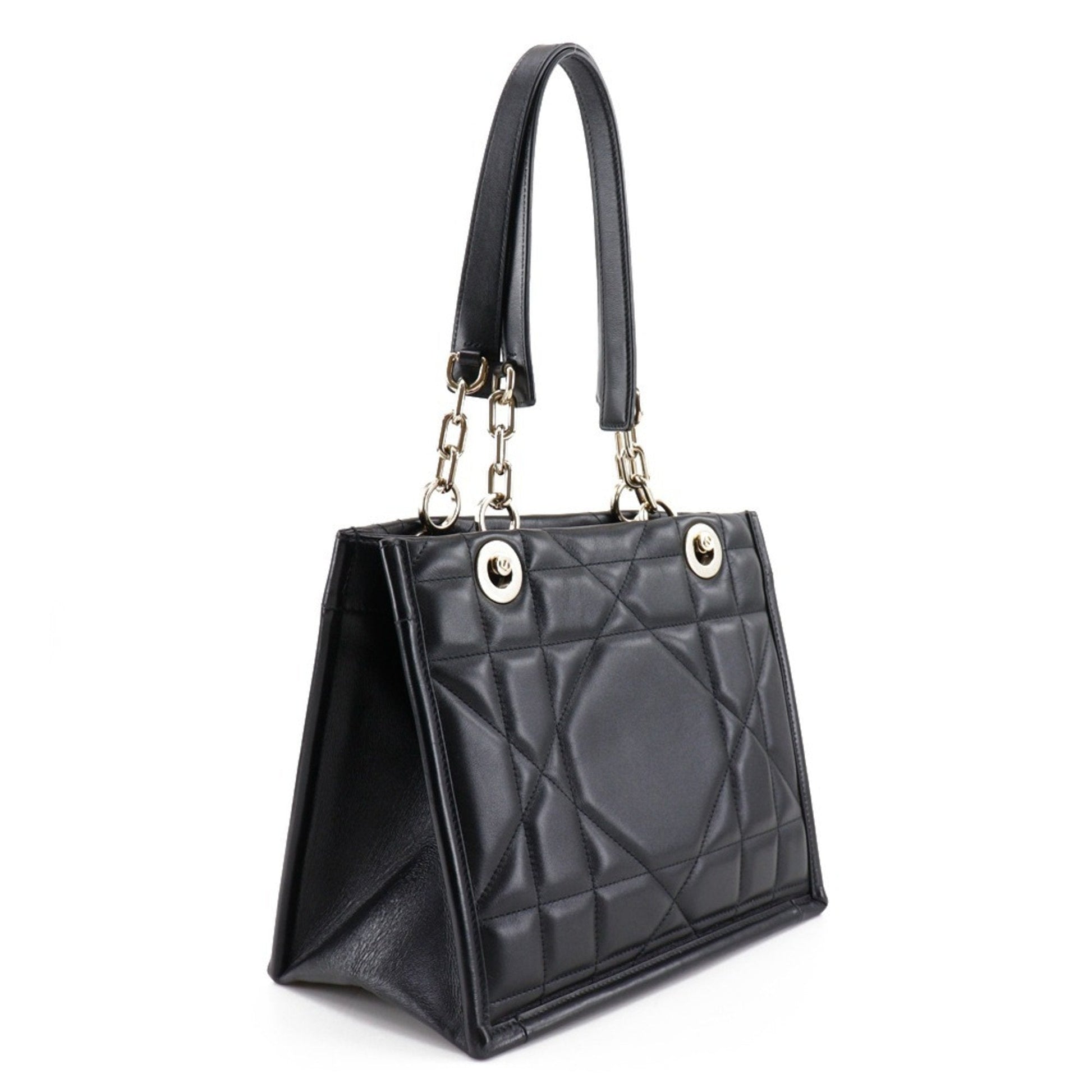 Christian Dior Black Leather Tote Bag  