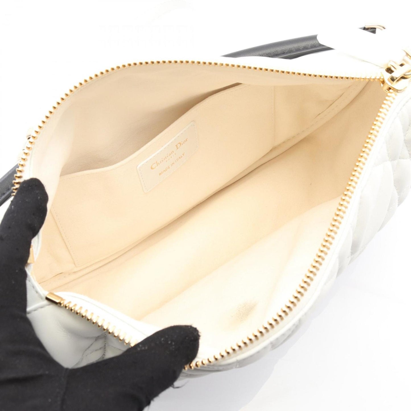 Christian Dior Black White Leather Handbag  