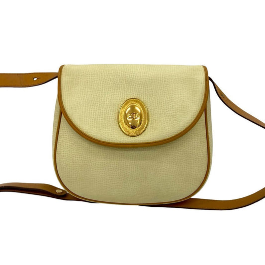 Christian Dior Brown White Leather Pochette Shoulder Bag  