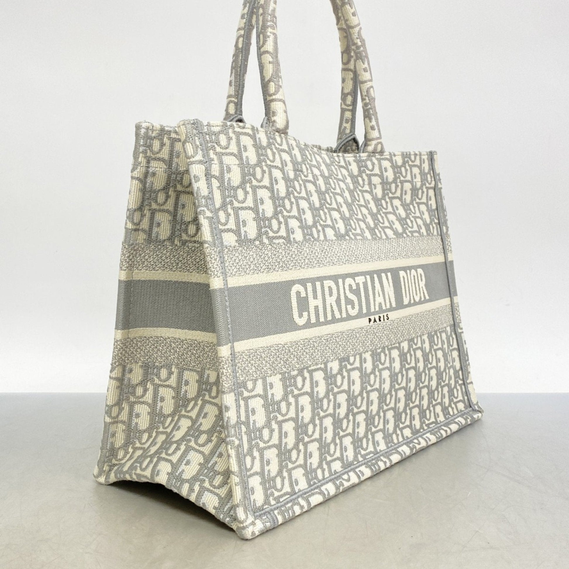Christian Dior Gray White Canvas Tote Bag  