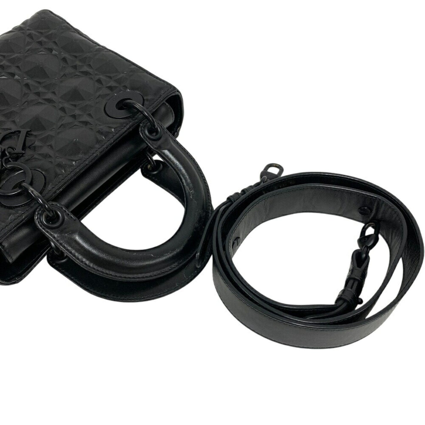 Christian Dior Black Leather Handbag Shoulder Bag  