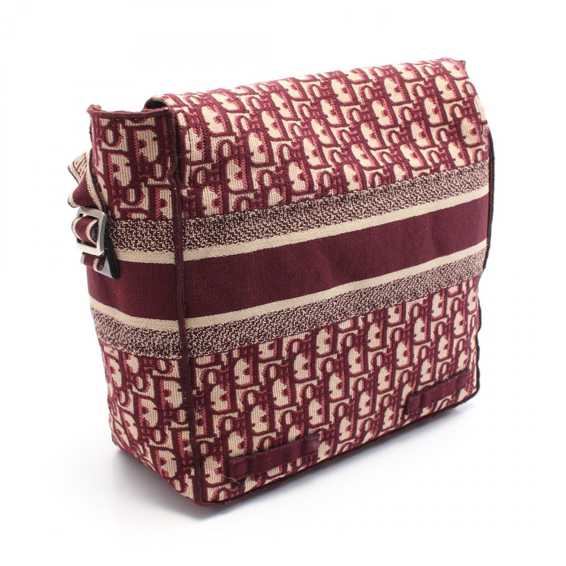 Christian Dior Beige Bordeaux Canvas Shoulder Bag  