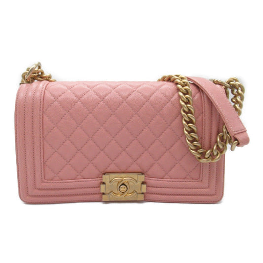 CHANEL Boy Chanel Chain Shoulder Bag Caviar Skin Grained Calf Women s Pink