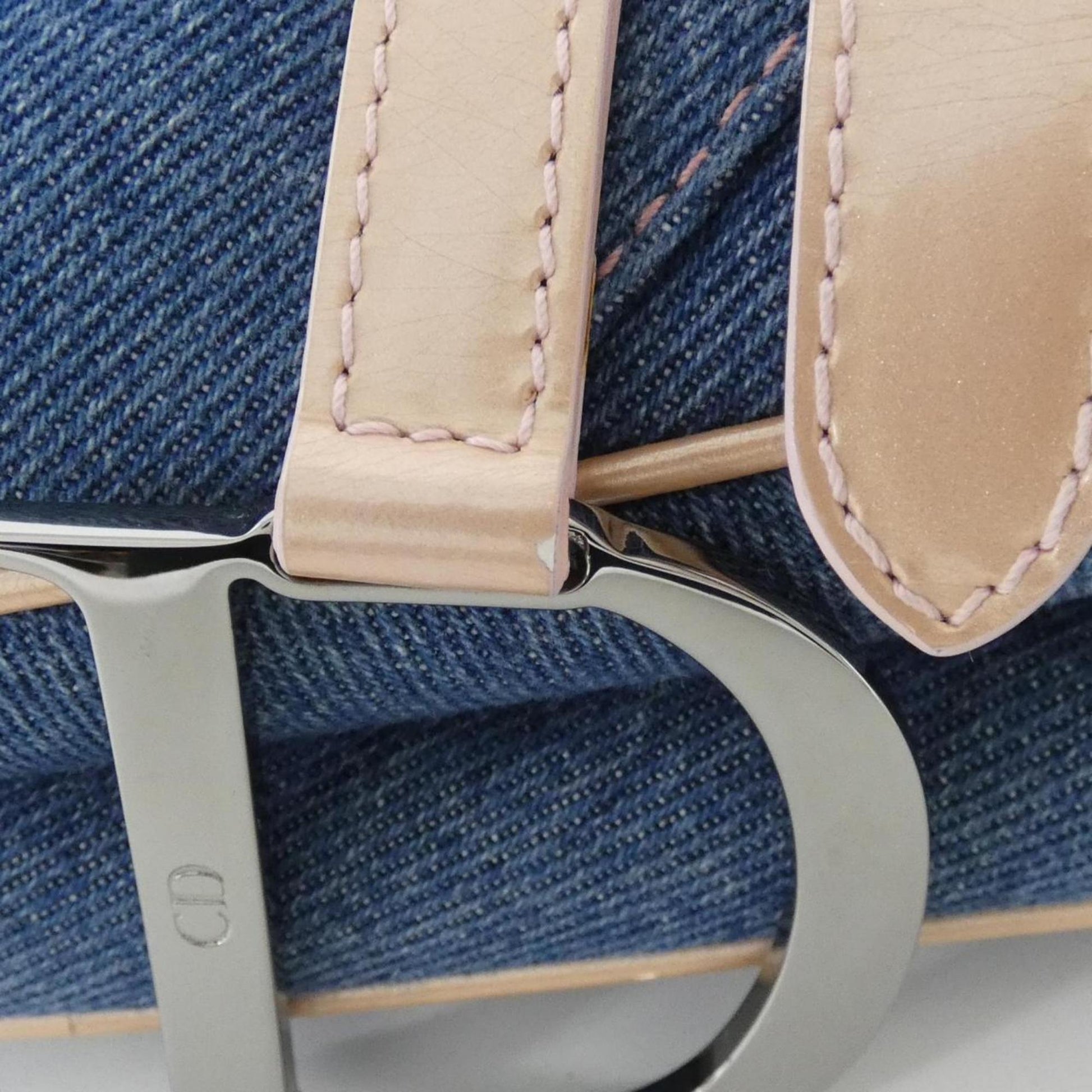 Christian Dior Blue Pink Denim Shoulder Bag  