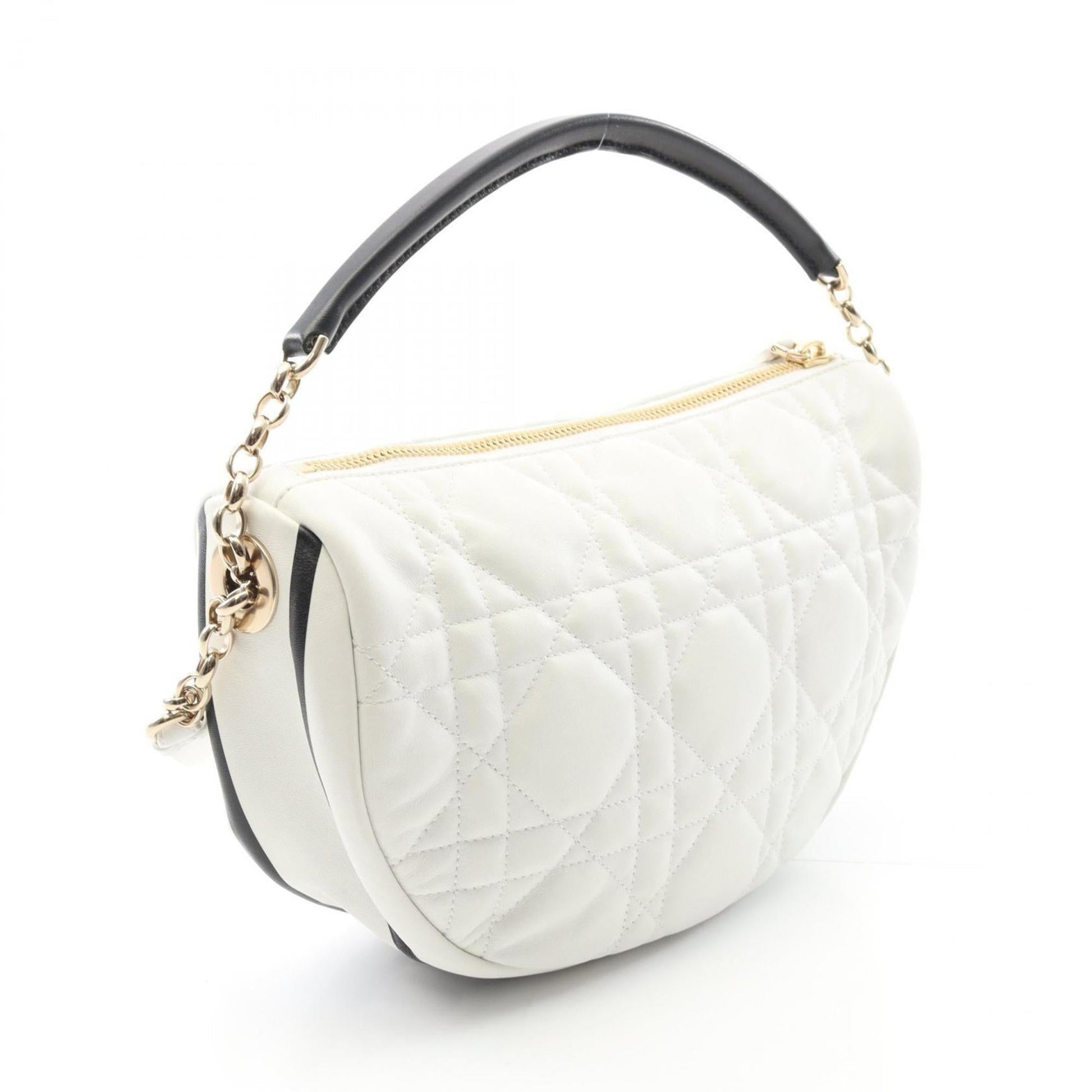 Christian Dior Black White Leather Handbag  