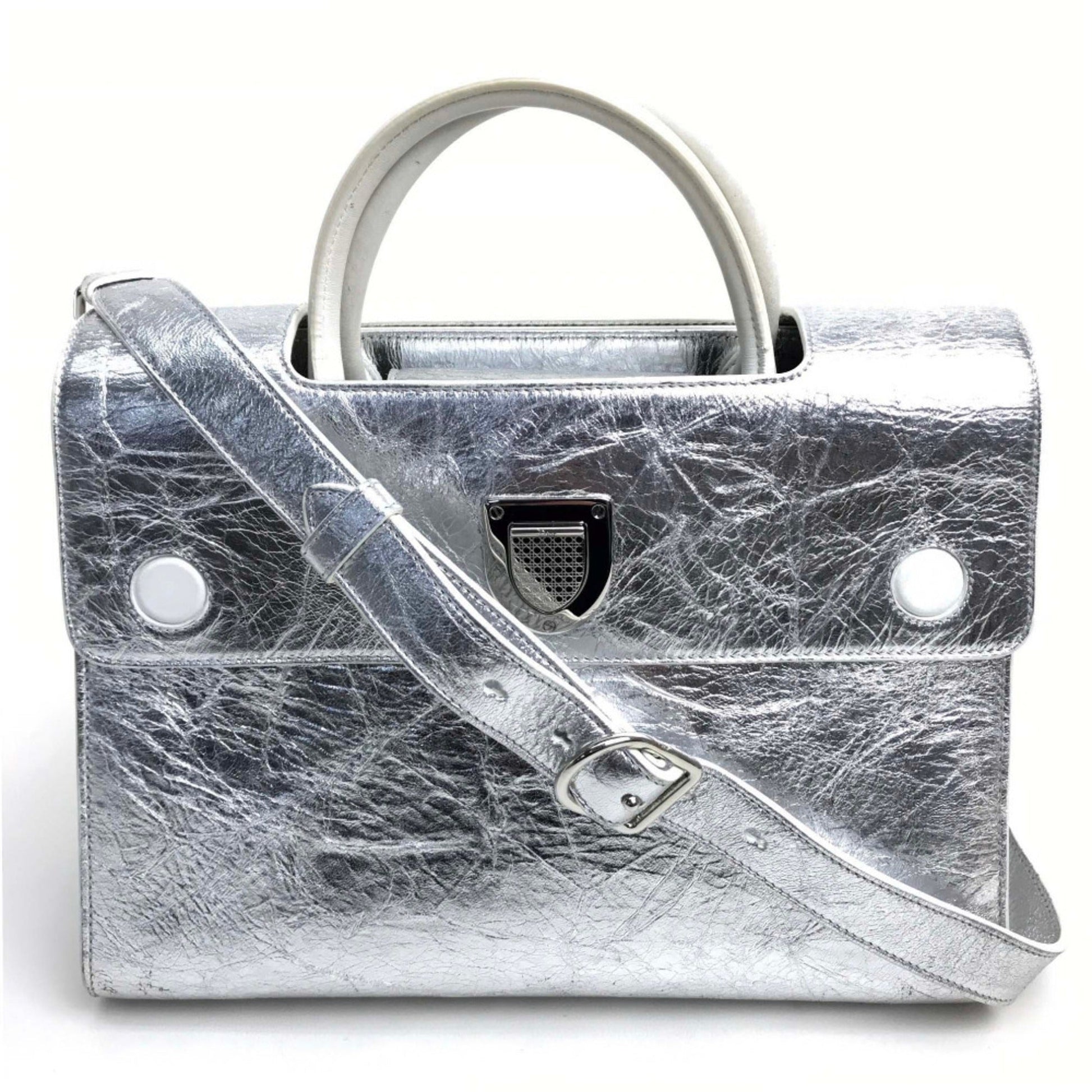 Christian Dior Silver Leather Handbag  