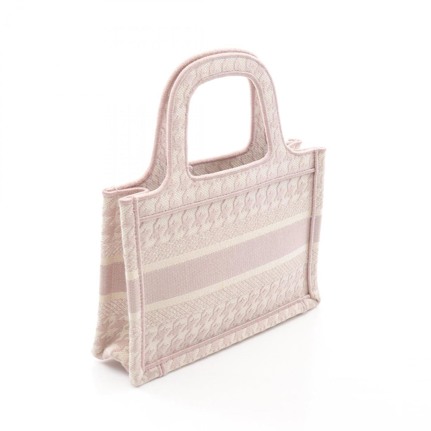 Christian Dior Pink White Canvas Handbag Tote Bag  