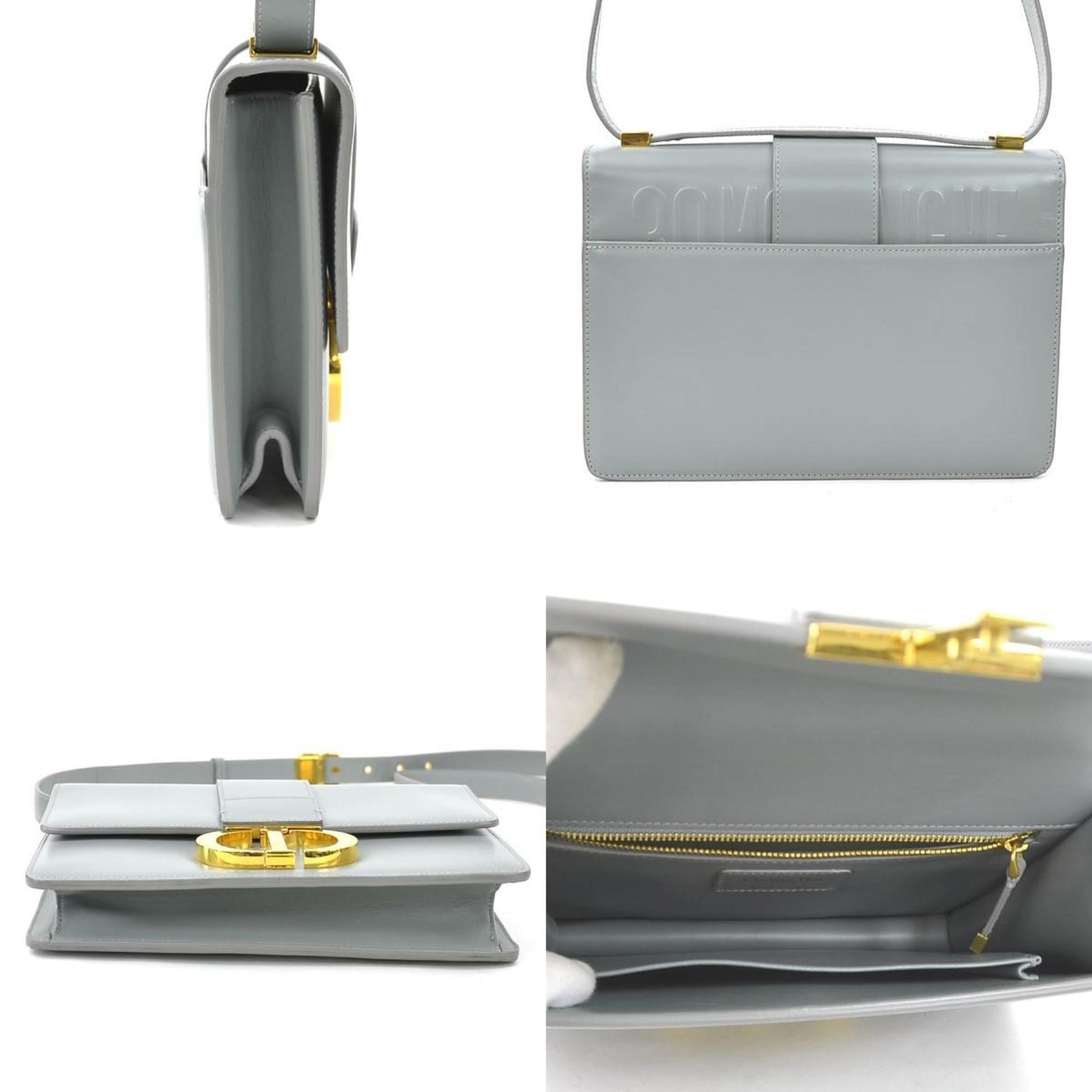 Christian Dior Gray Leather Shoulder Bag  