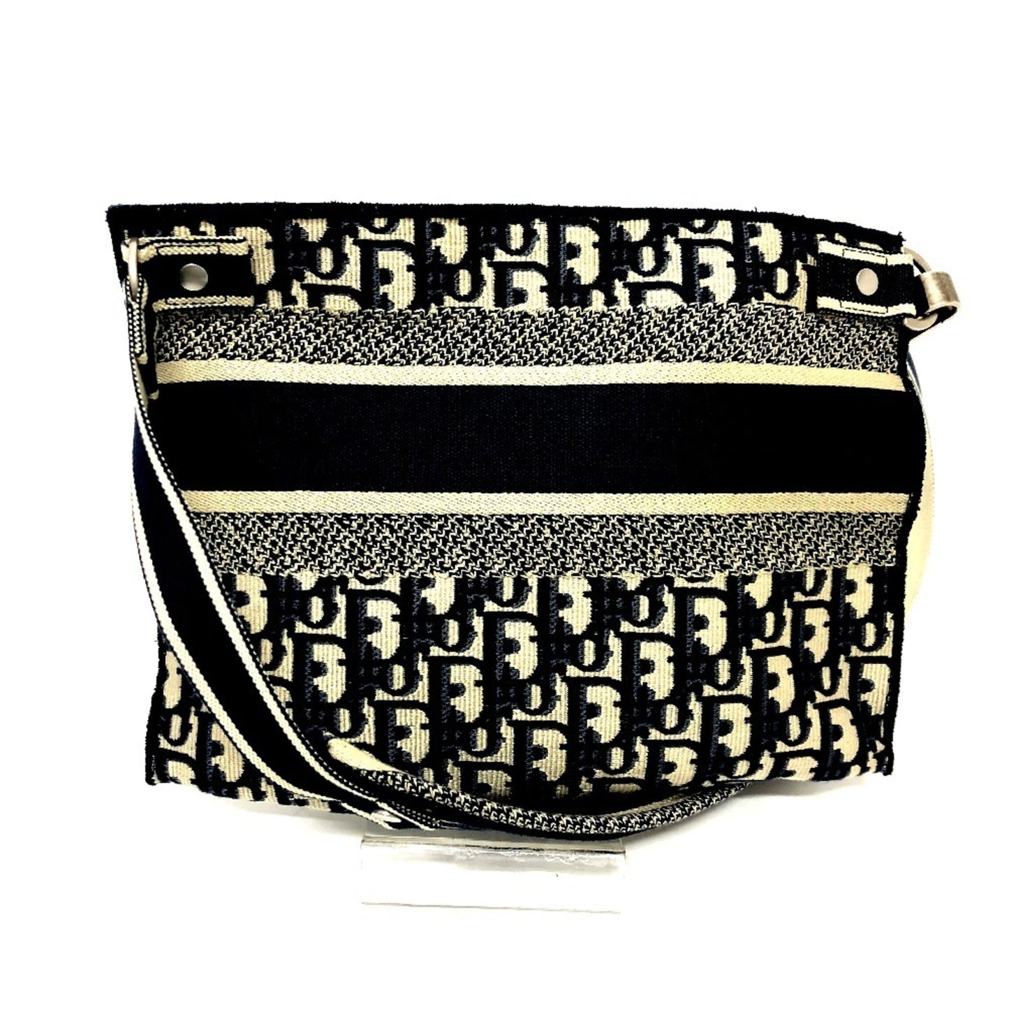 Christian Dior Navy Jacquard Shoulder Bag  