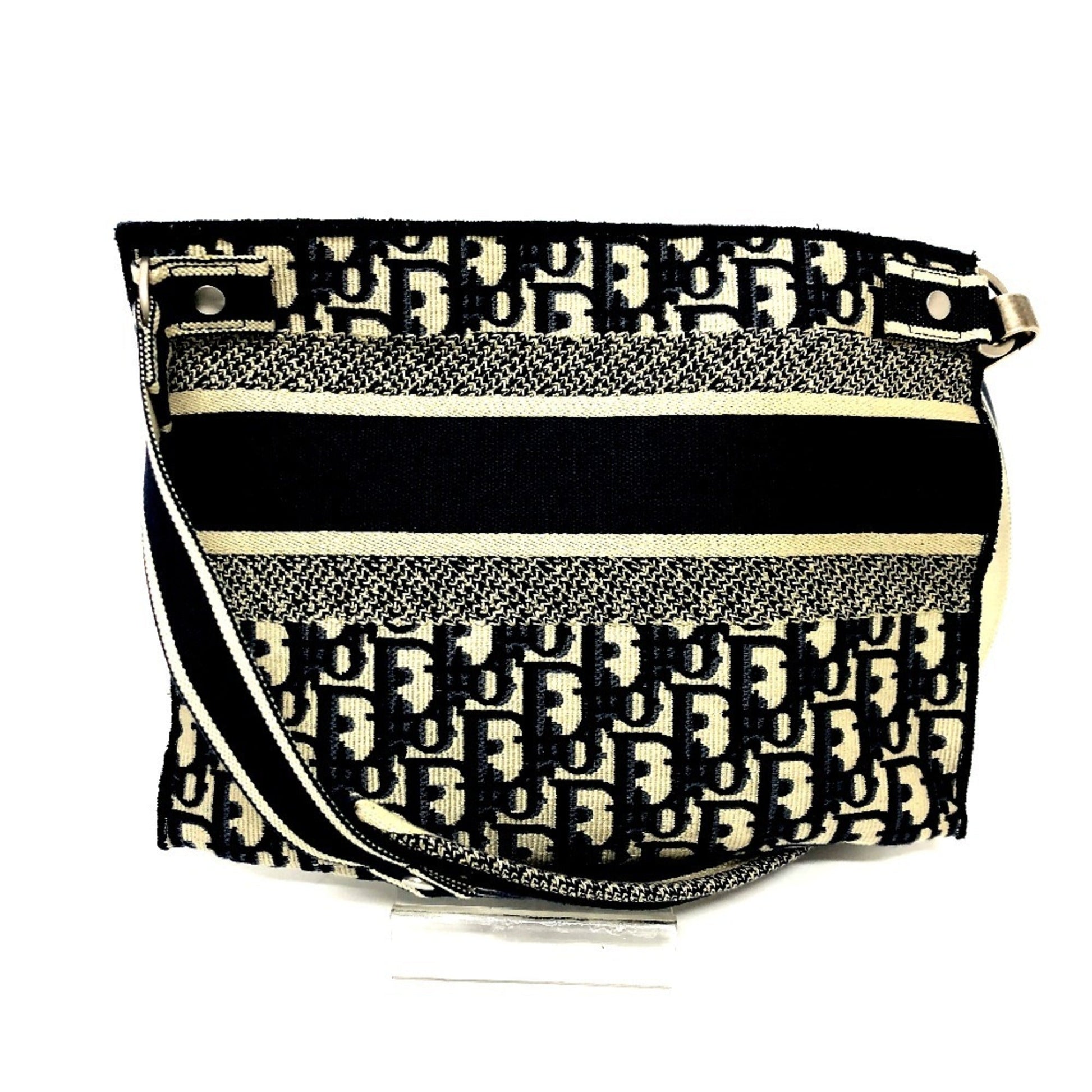 Christian Dior Navy Jacquard Shoulder Bag  