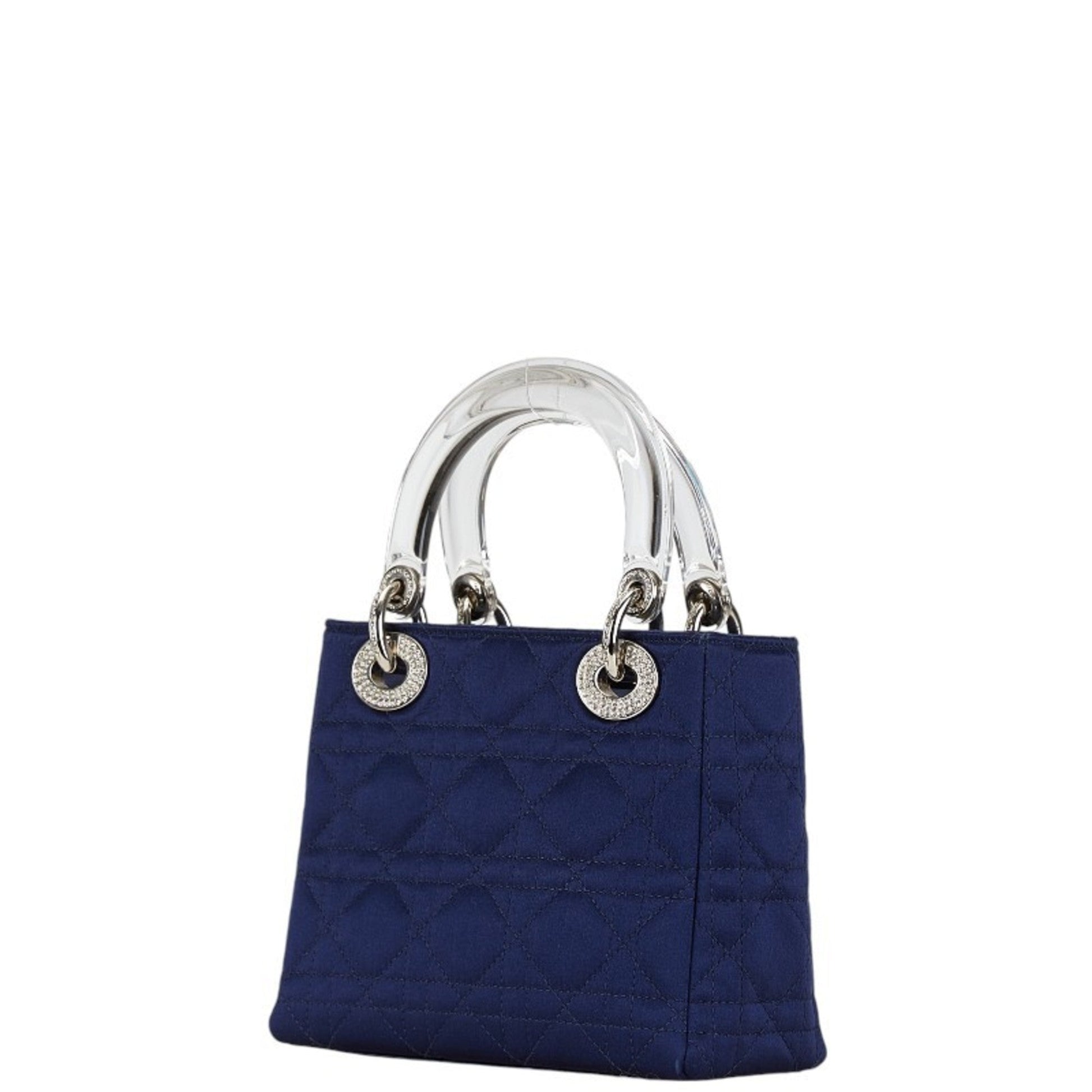 Christian Dior Navy Satin Plastic Handbag  