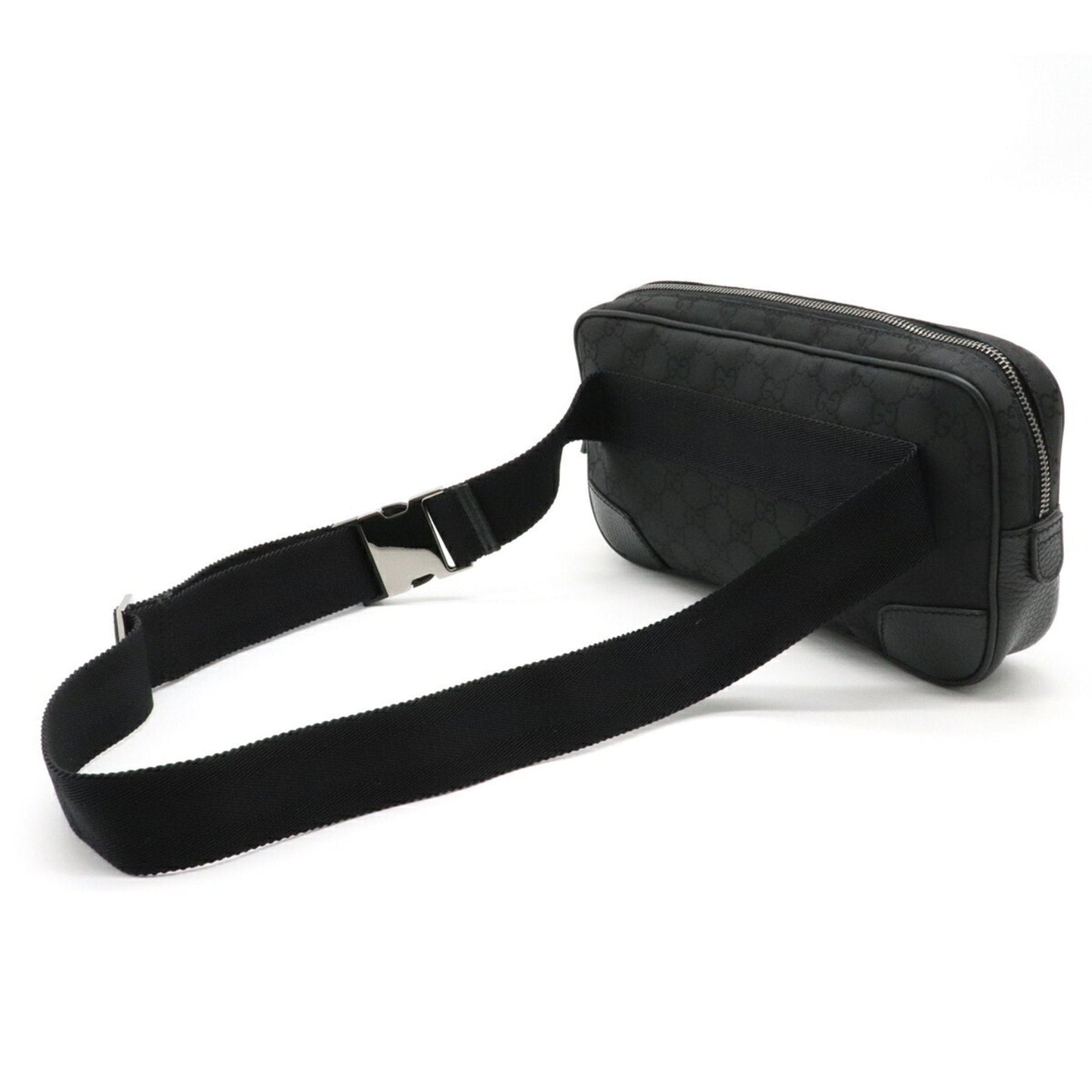 Gucci Black Leather Nylon Clutch